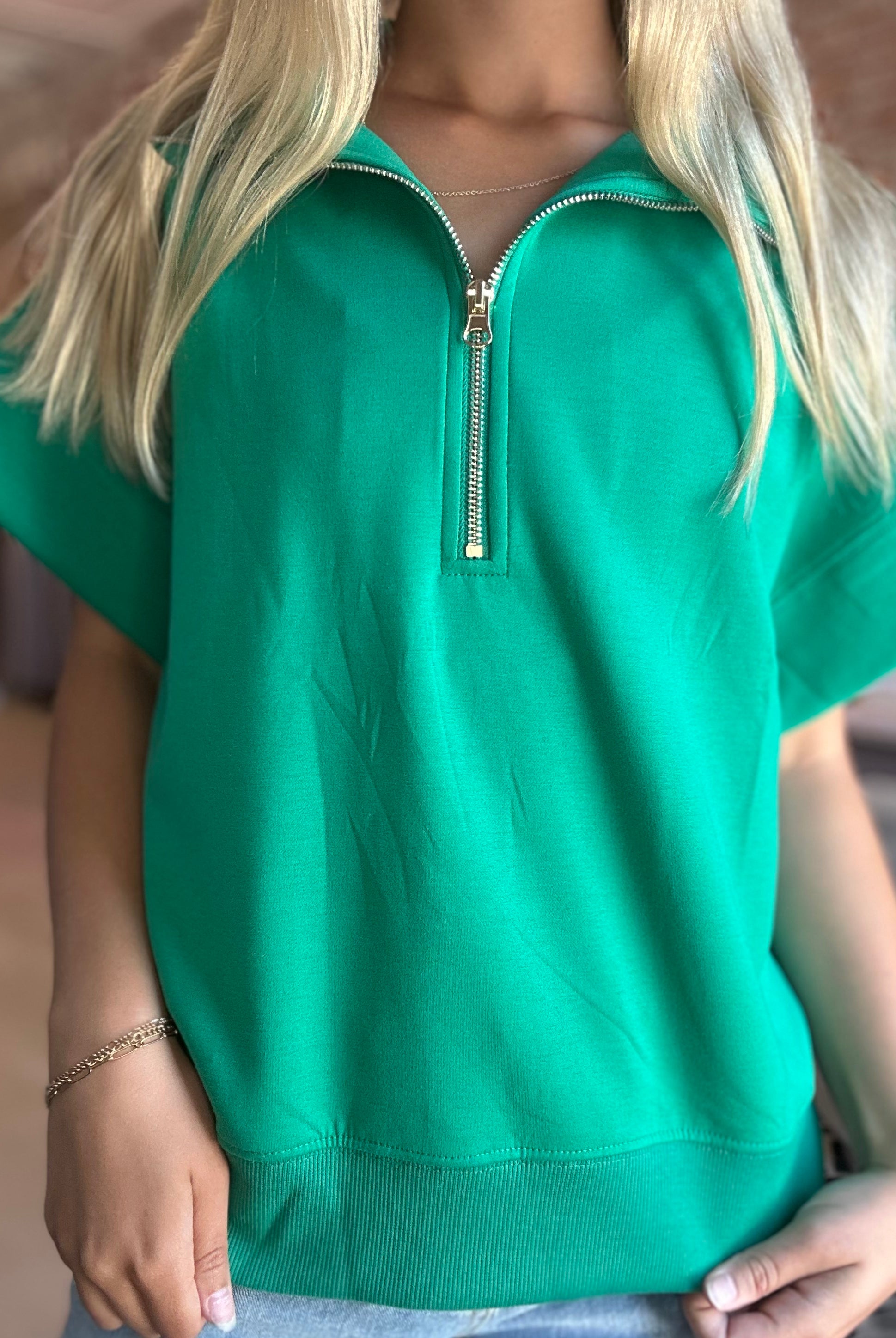 Jama Half Zip Scuba Top-apparel-Zenana-The Funky Zebra Ames, Women's Fashion Boutique in Ames, Iowa