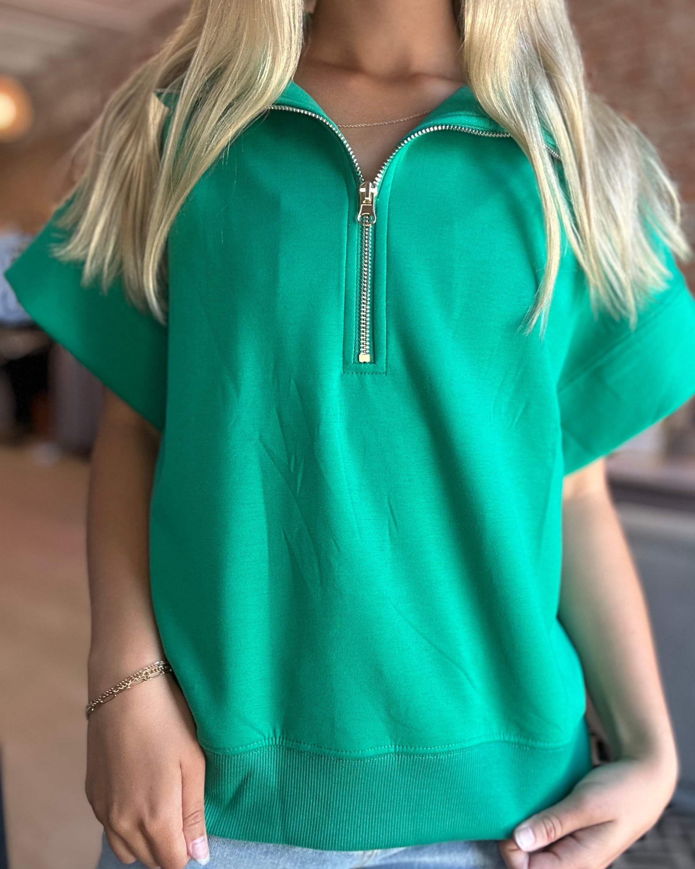 Jama Half Zip Scuba Top-apparel-Zenana-The Funky Zebra Ames, Women's Fashion Boutique in Ames, Iowa