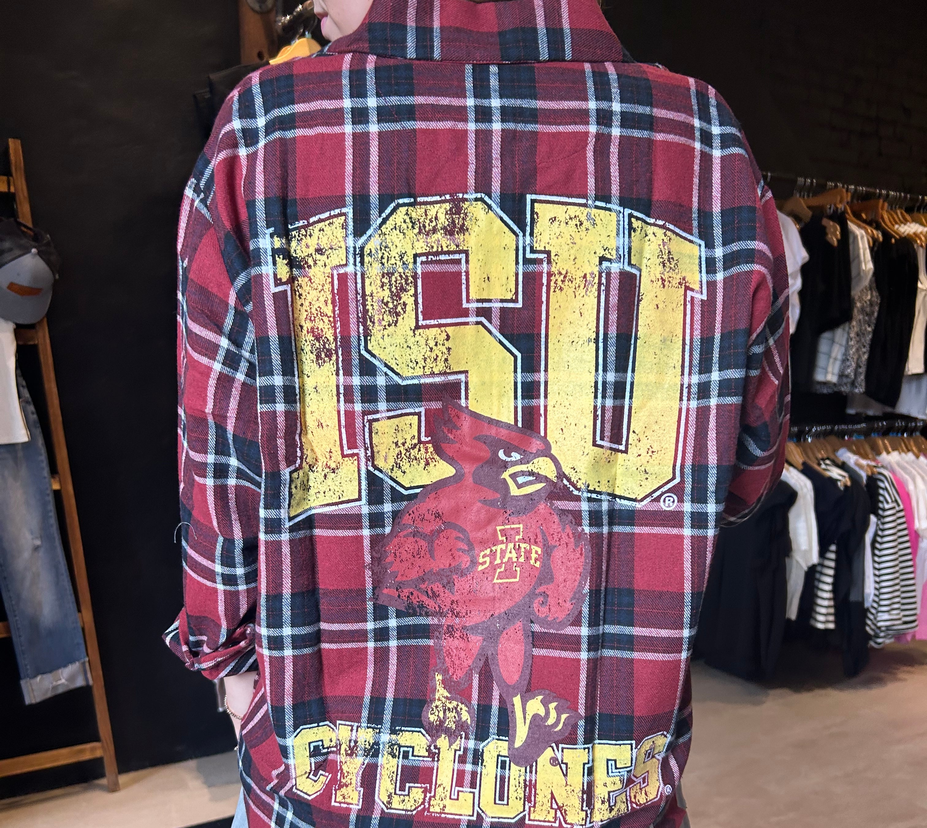 Cyclone Flannel-Long Sleeves-Game Day Social-The Funky Zebra Ames, Women's Fashion Boutique in Ames, Iowa