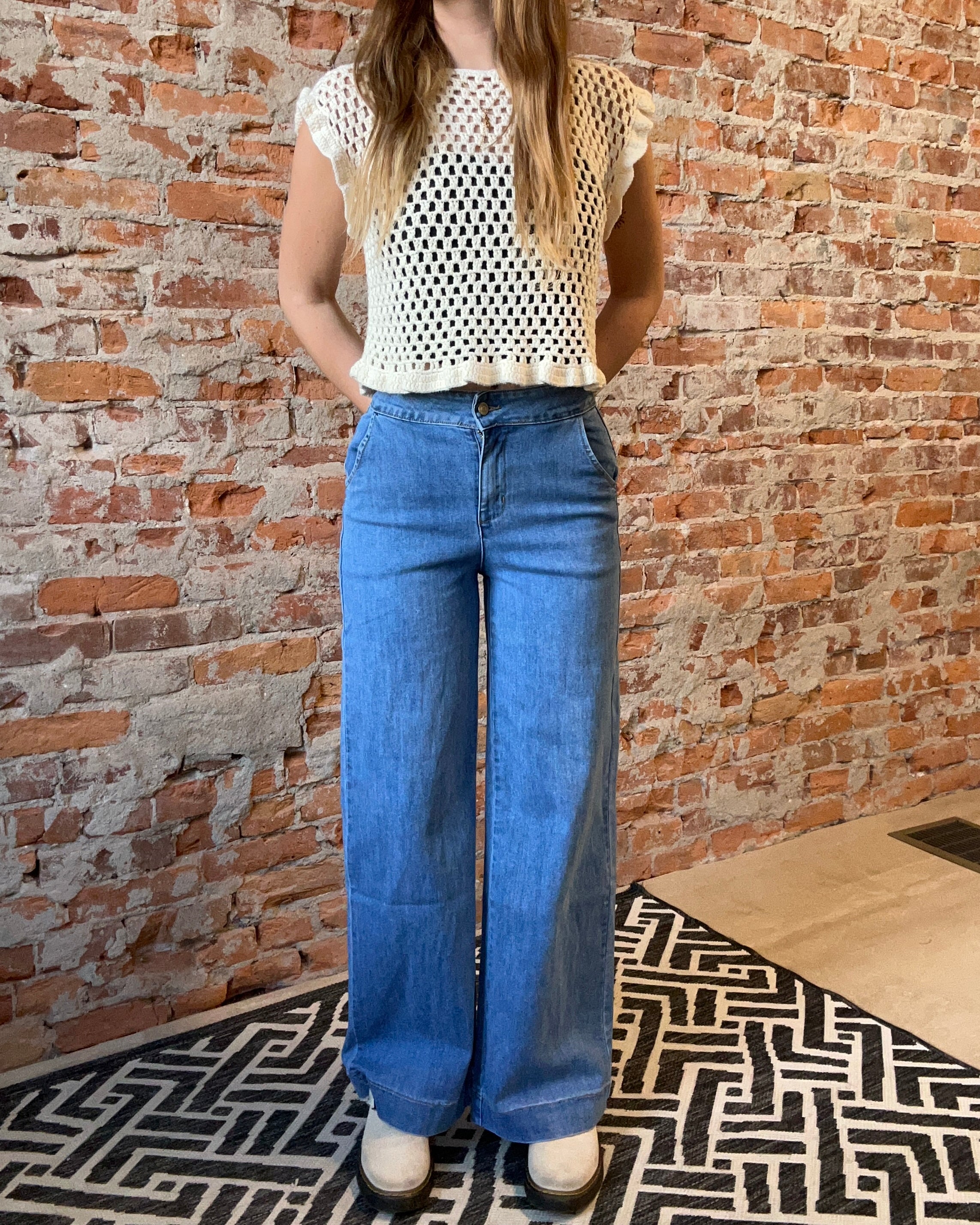 Molly Wide Leg Medium Wash Denim-Jeans-Molly Bracken-The Funky Zebra Ames, Women's Fashion Boutique in Ames, Iowa