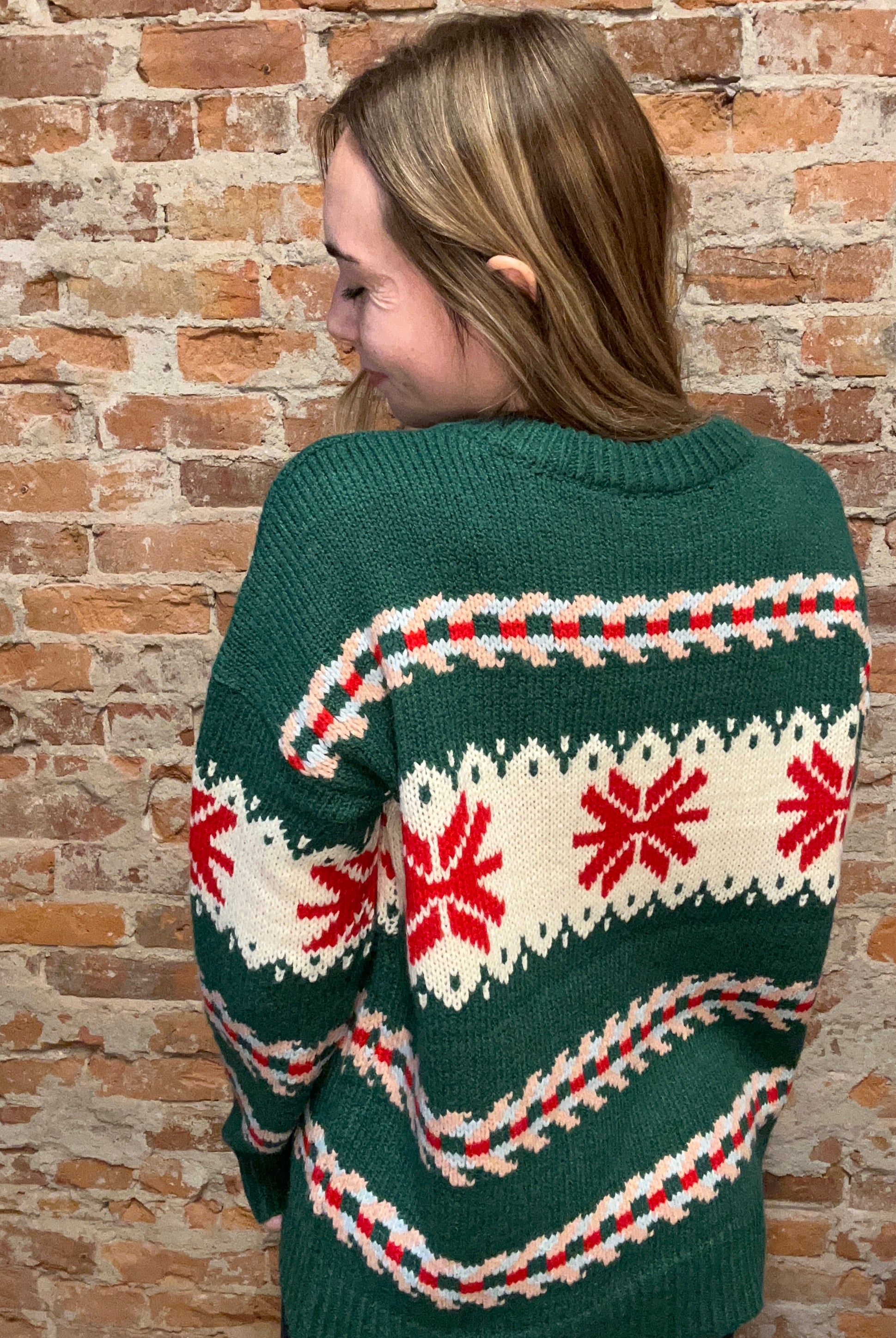 Mishel Green Holiday Sweater-Sweaters-Staccato-The Funky Zebra Ames, Women's Fashion Boutique in Ames, Iowa