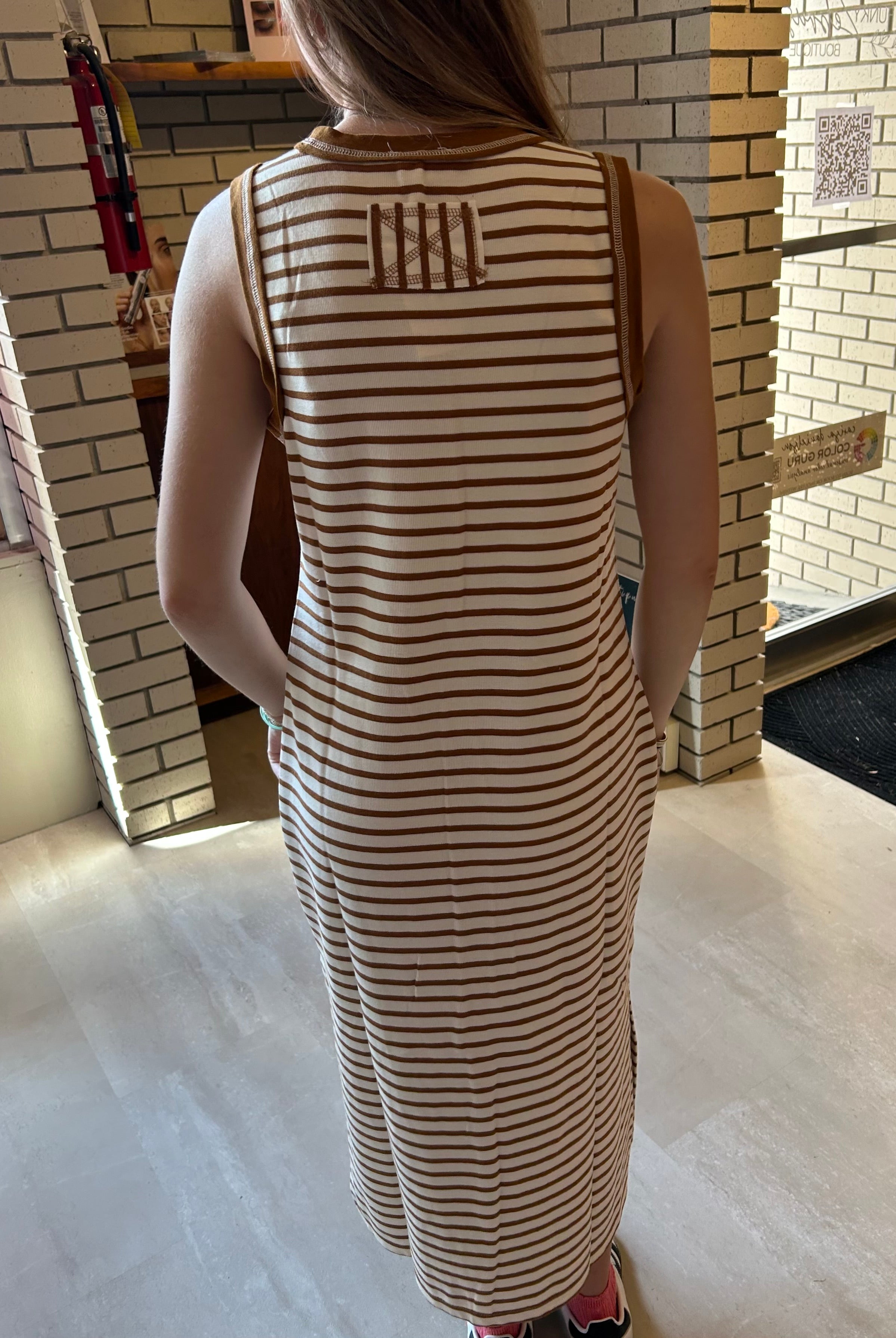 Jenna Stripe Side Slit Maxi-Dresses-Blu Pepper-The Funky Zebra Ames, Women's Fashion Boutique in Ames, Iowa