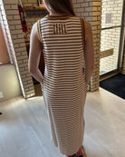 Jenna Stripe Side Slit Maxi-Dresses-Blu Pepper-The Funky Zebra Ames, Women's Fashion Boutique in Ames, Iowa