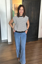 Sarah Stripe Top-Short Sleeves-The Funky Zebra Ames-The Funky Zebra Ames, Women's Fashion Boutique in Ames, Iowa