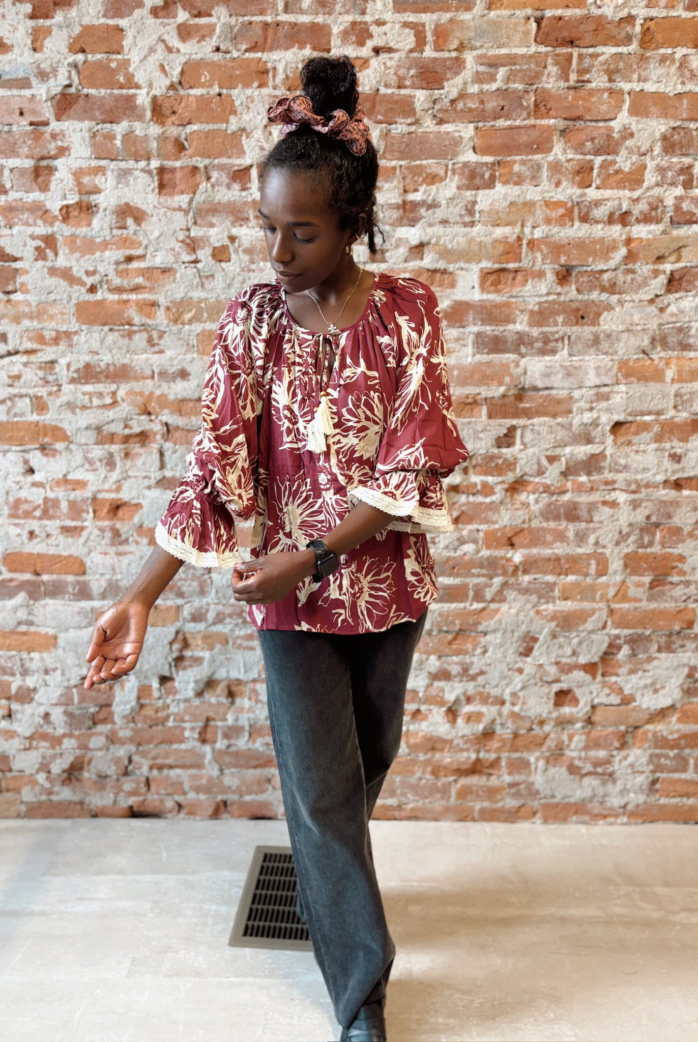 Joyce Floral Blouse-apparel-Oddi-The Funky Zebra Ames, Women's Fashion Boutique in Ames, Iowa