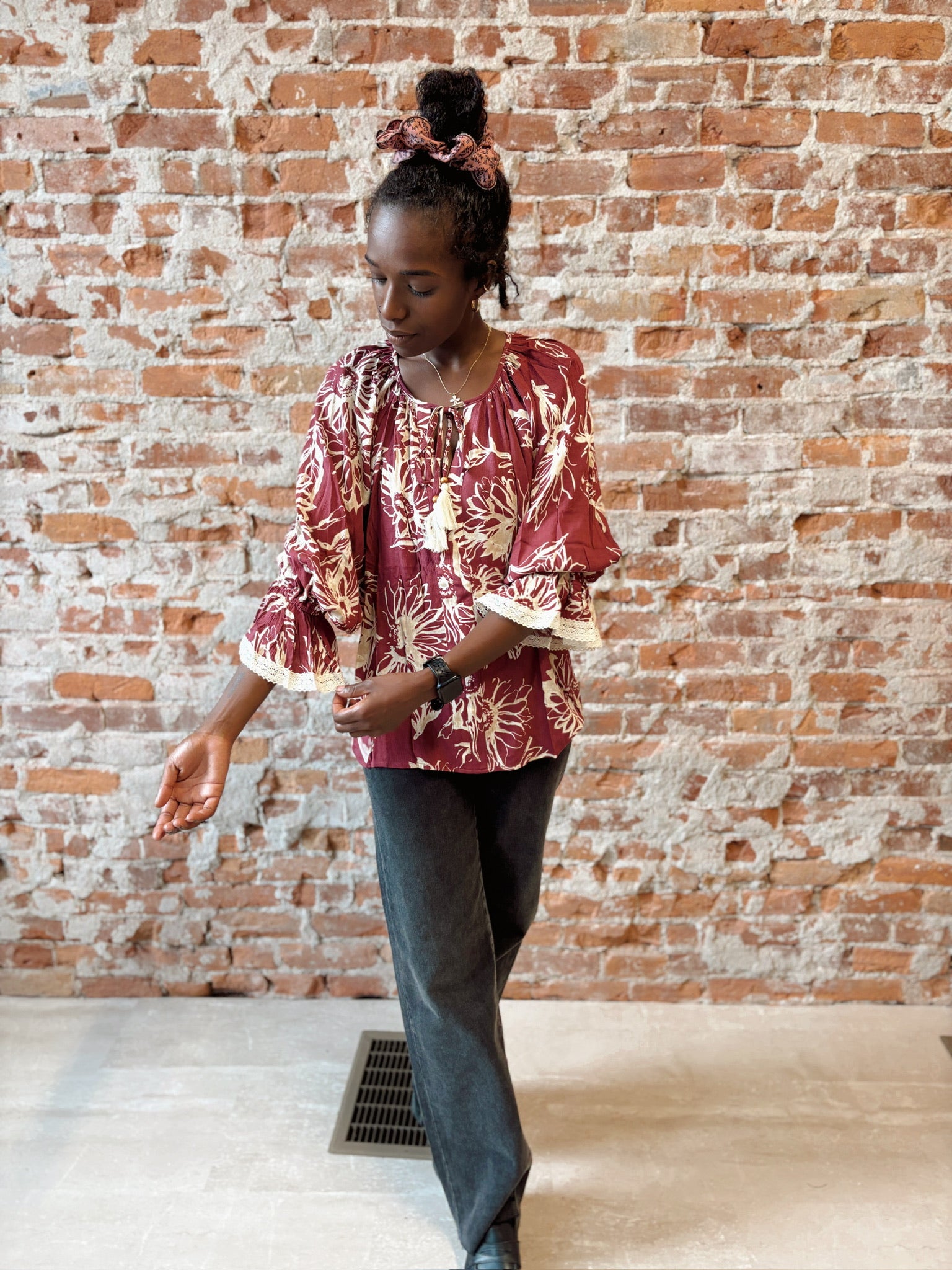 Joyce Floral Blouse-apparel-Oddi-The Funky Zebra Ames, Women's Fashion Boutique in Ames, Iowa