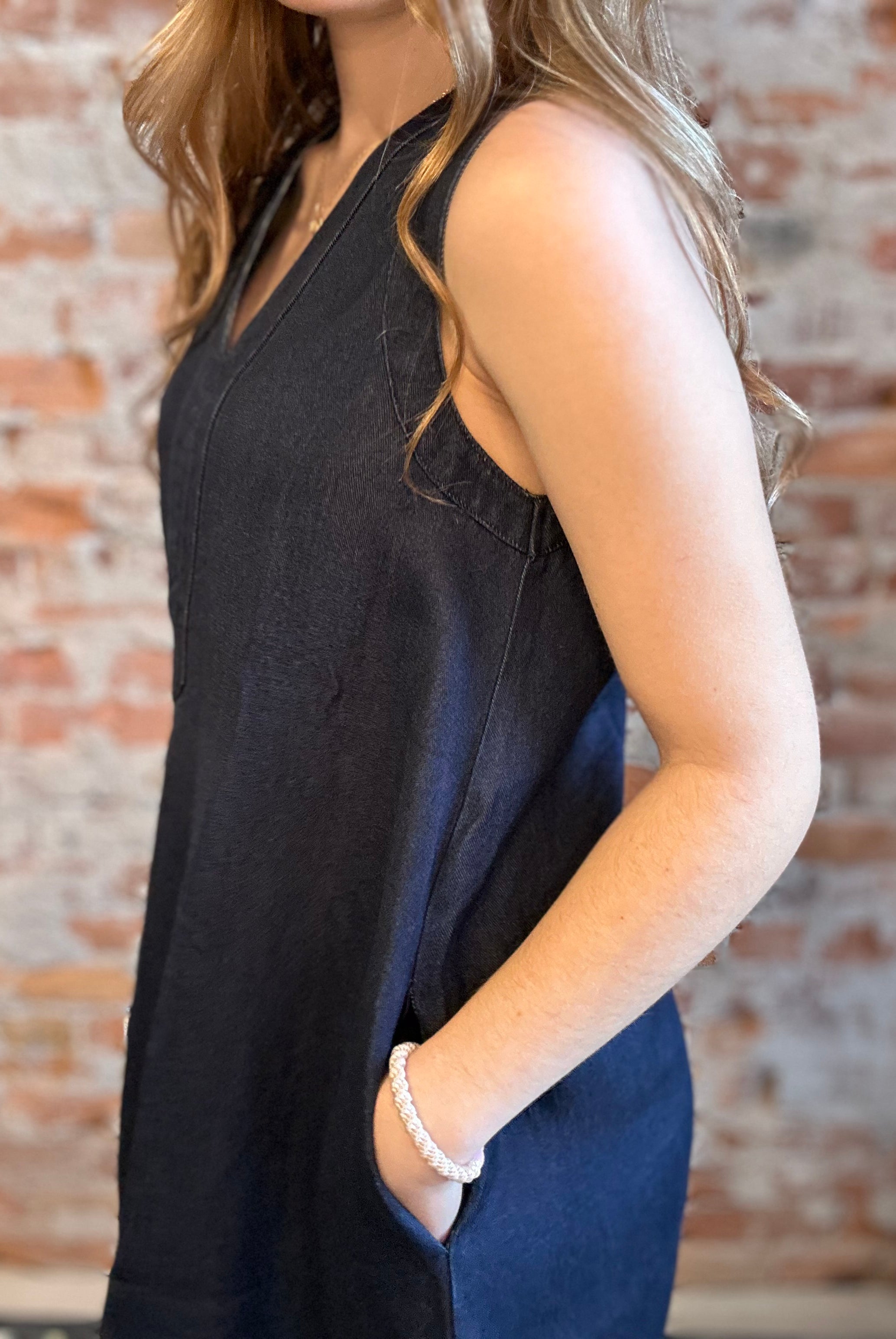 Vanessa Denim Dress-Dresses-Doe and Rae-The Funky Zebra Ames, Women's Fashion Boutique in Ames, Iowa