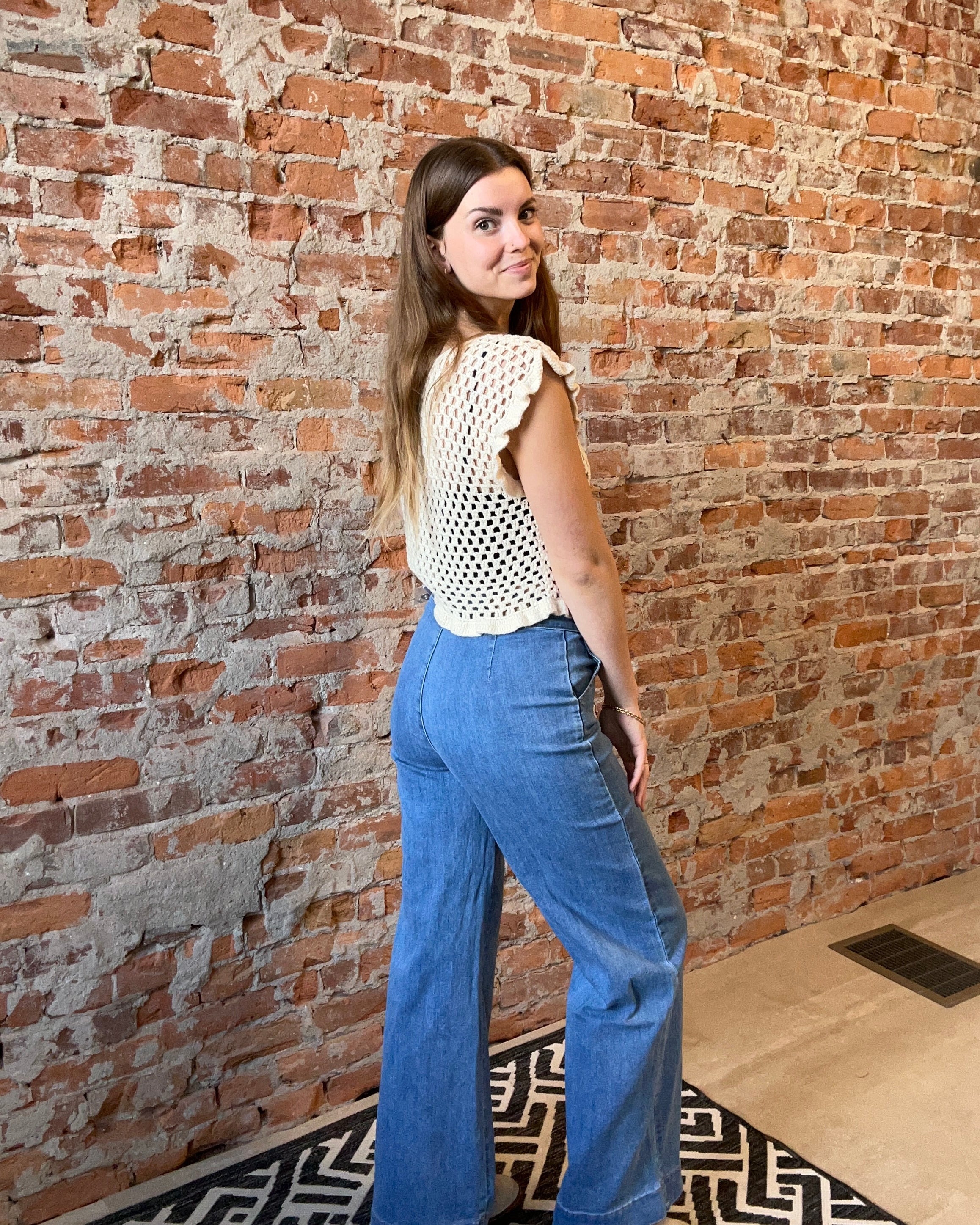 Molly Wide Leg Medium Wash Denim-Jeans-Molly Bracken-The Funky Zebra Ames, Women's Fashion Boutique in Ames, Iowa