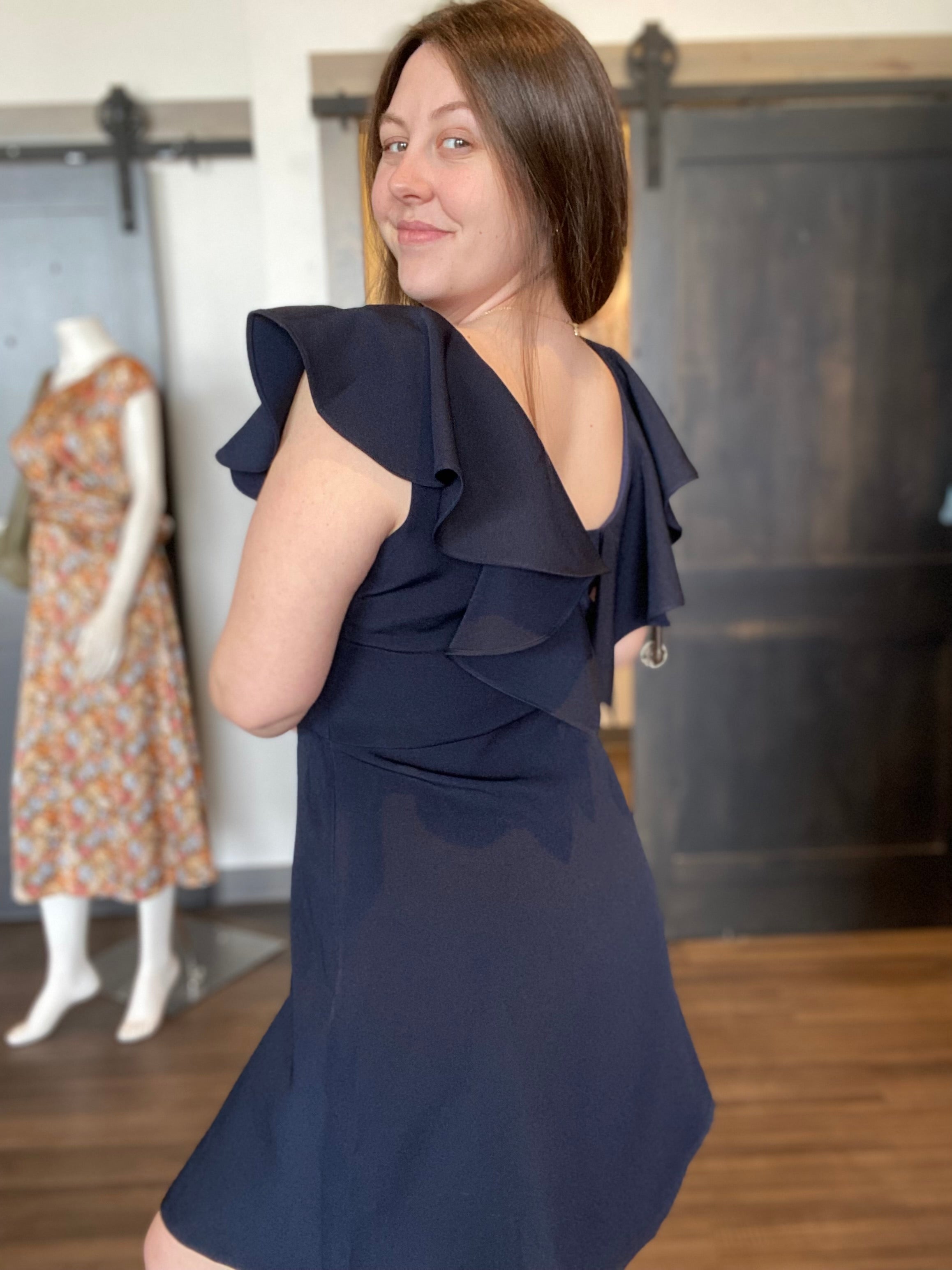 CL Gina Dress Navy-The Funky Zebra Ames-The Funky Zebra Ames, Women's Fashion Boutique in Ames, Iowa