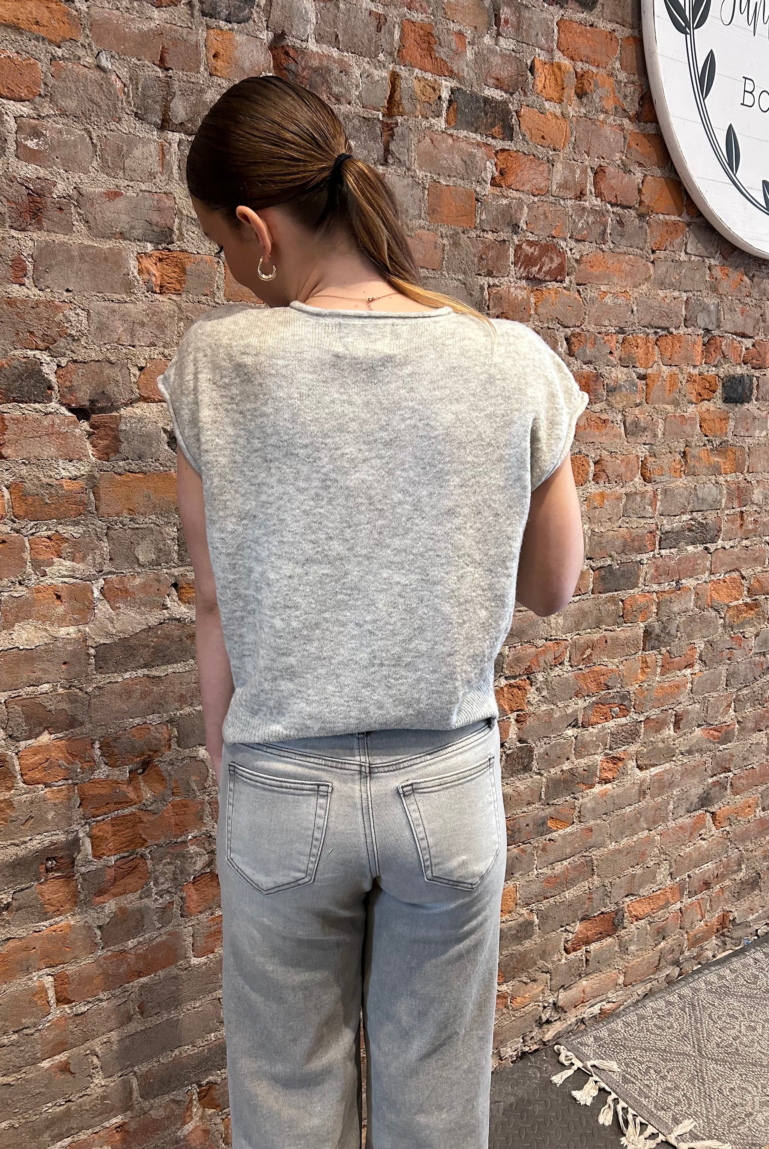 Hadley Heather Gray Button Up Sweater-Cardigans-Blu Pepper-The Funky Zebra Ames, Women's Fashion Boutique in Ames, Iowa