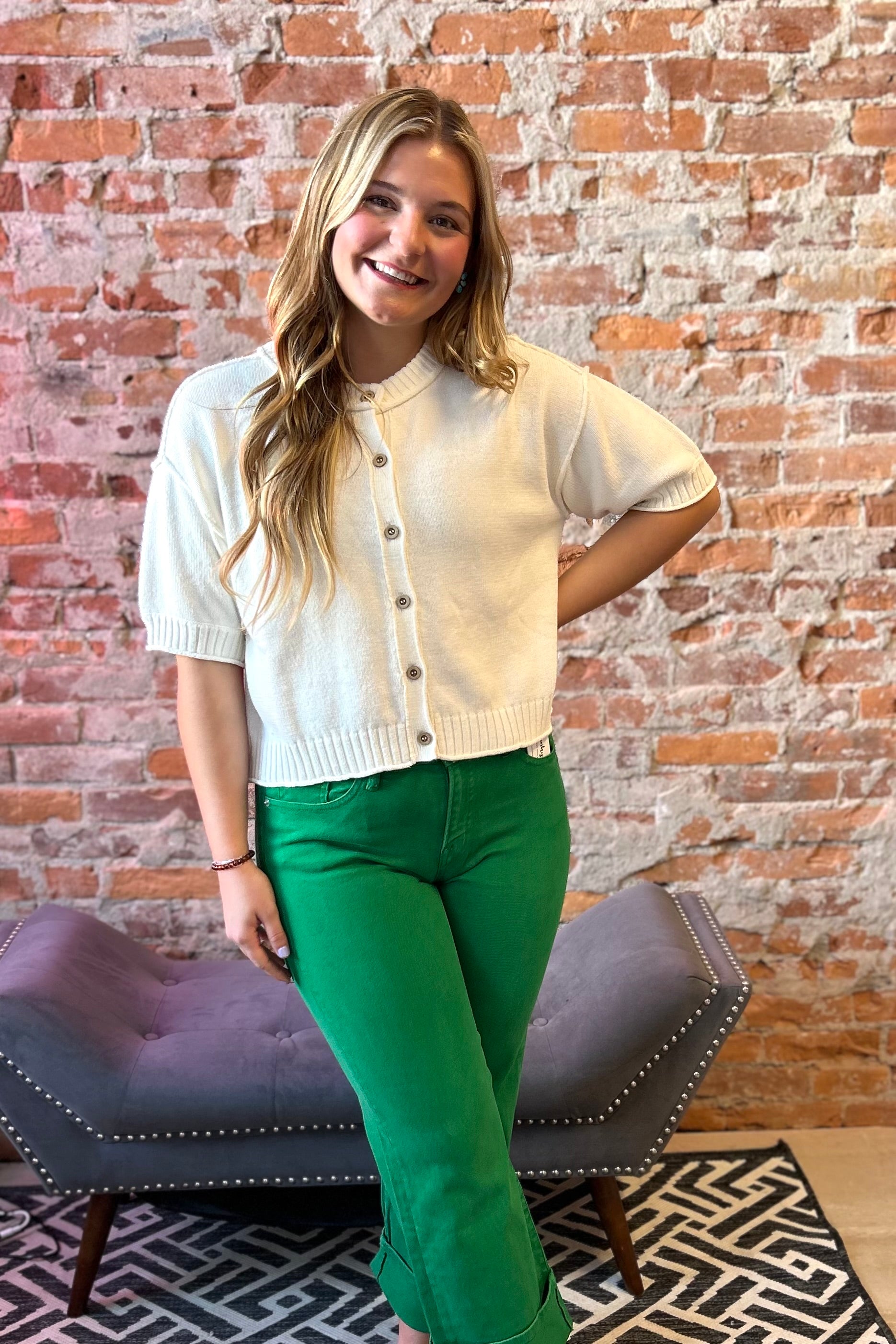 Lana Green Jean-apparel-Cozy Co-The Funky Zebra Ames, Women's Fashion Boutique in Ames, Iowa