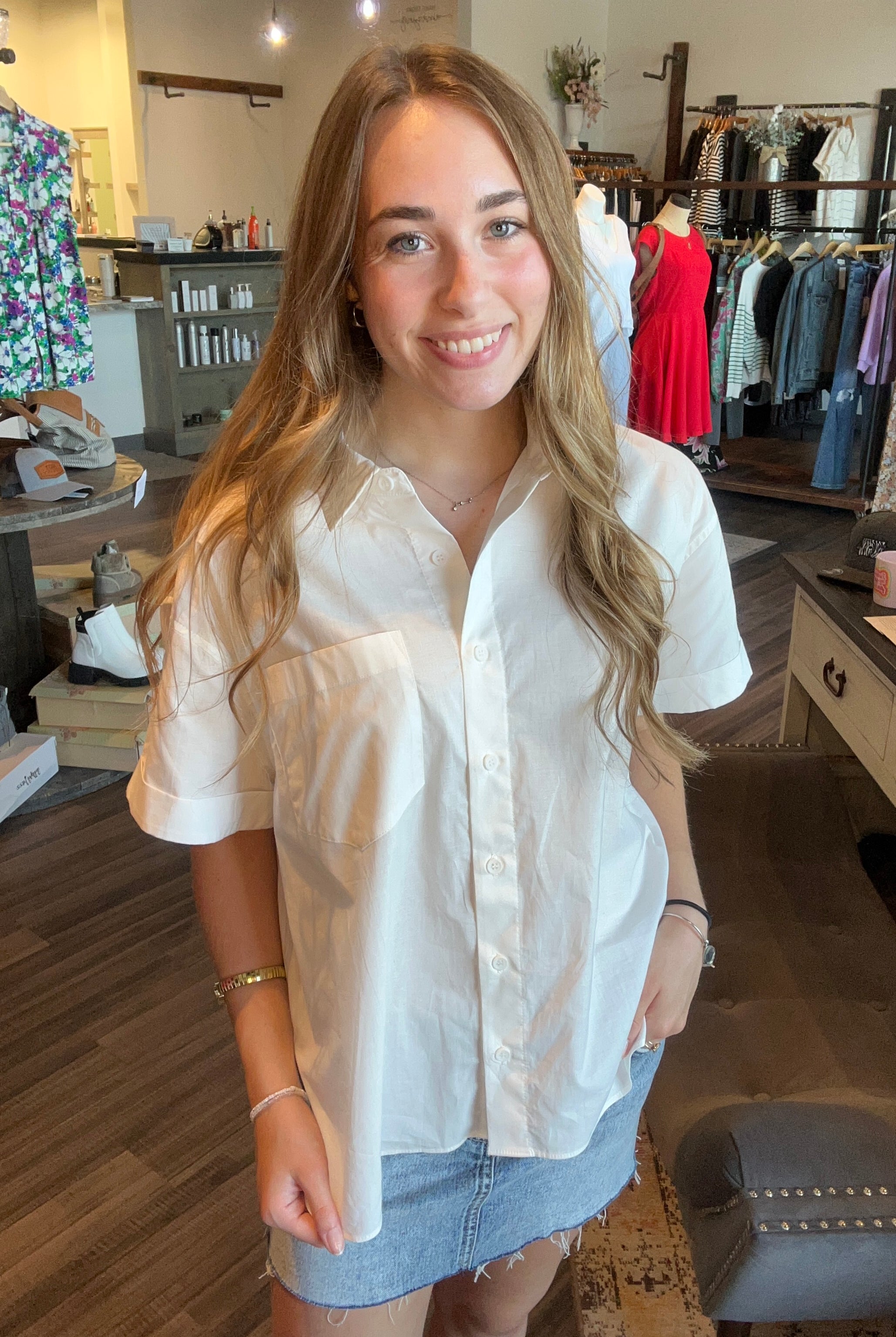 Jana White Boxy Button Up-Wishlist-The Funky Zebra Ames, Women's Fashion Boutique in Ames, Iowa