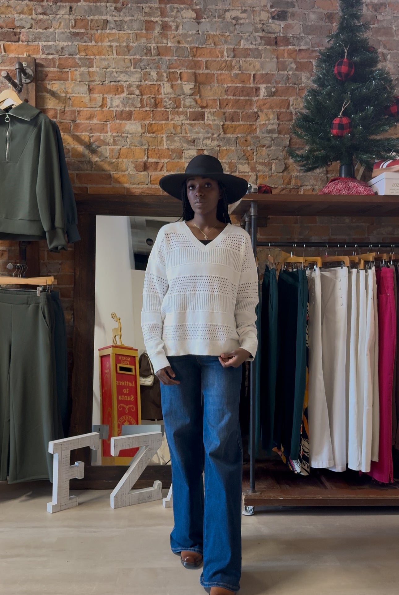 Presley Pointelle Sweater-apparel-Staccato-The Funky Zebra Ames, Women's Fashion Boutique in Ames, Iowa