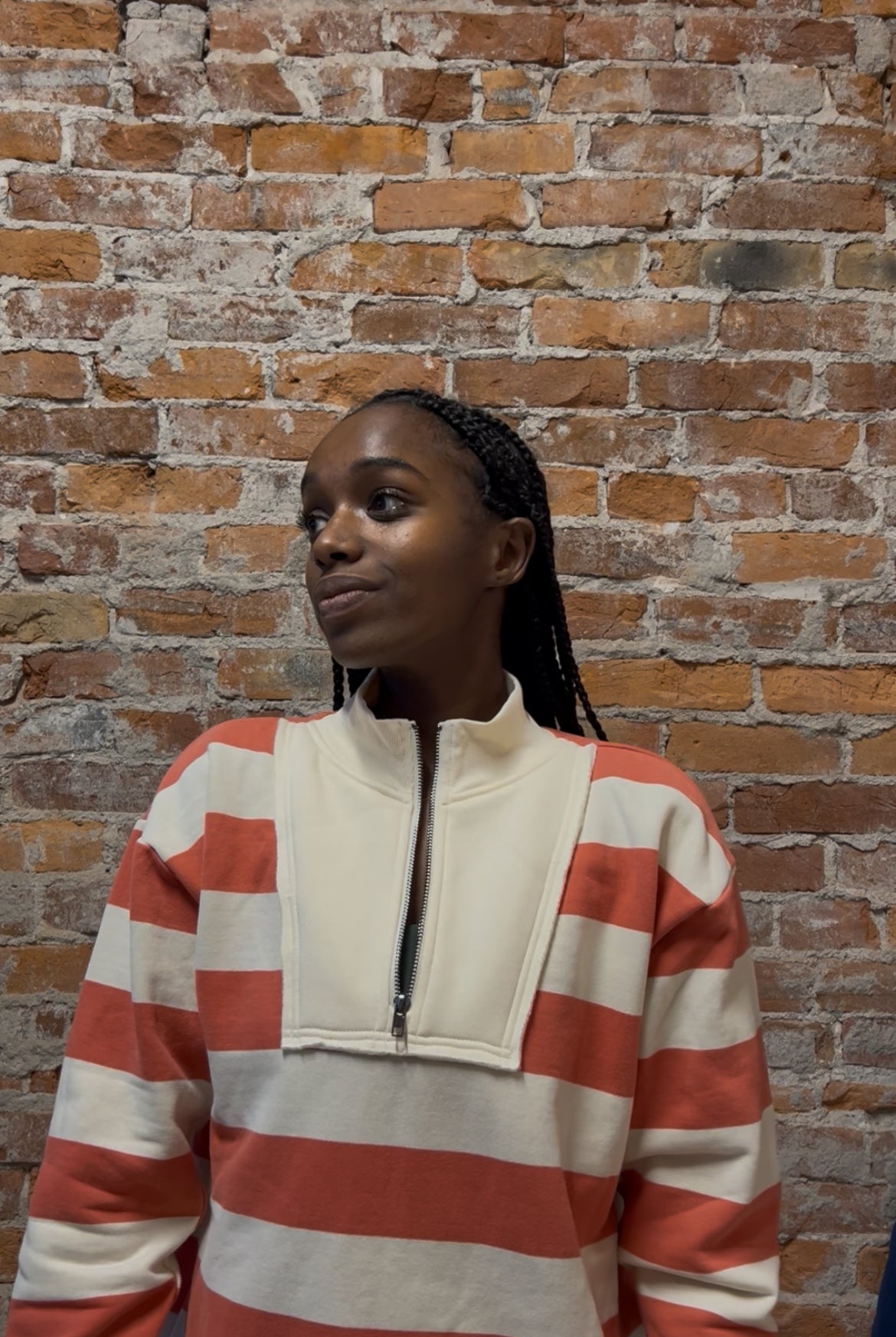 Gabbie Half Zip Sweatshirt-apparel-Staccato-The Funky Zebra Ames, Women's Fashion Boutique in Ames, Iowa