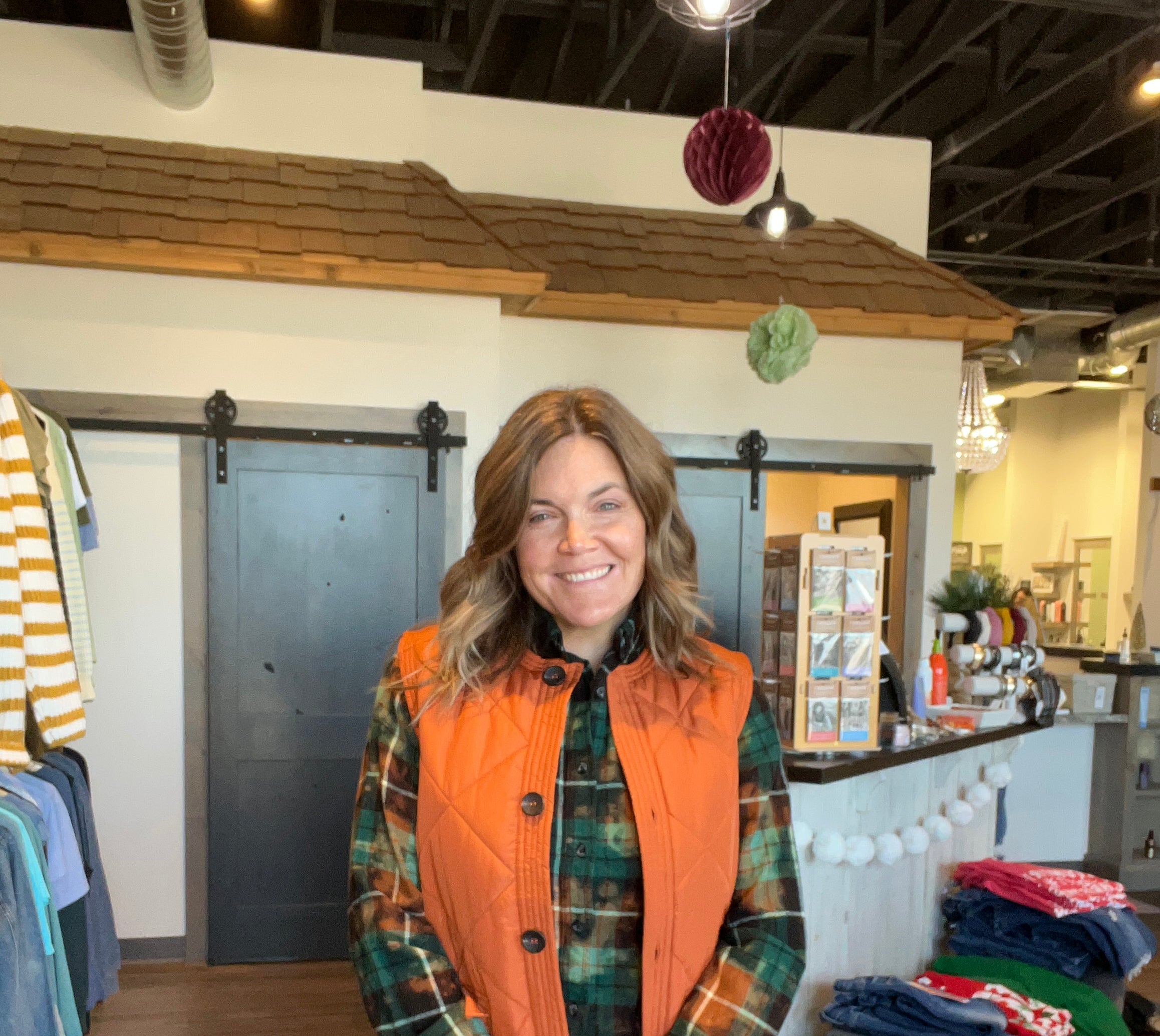 MN Orange Denver Vest-The Funky Zebra Ames-The Funky Zebra Ames, Women's Fashion Boutique in Ames, Iowa