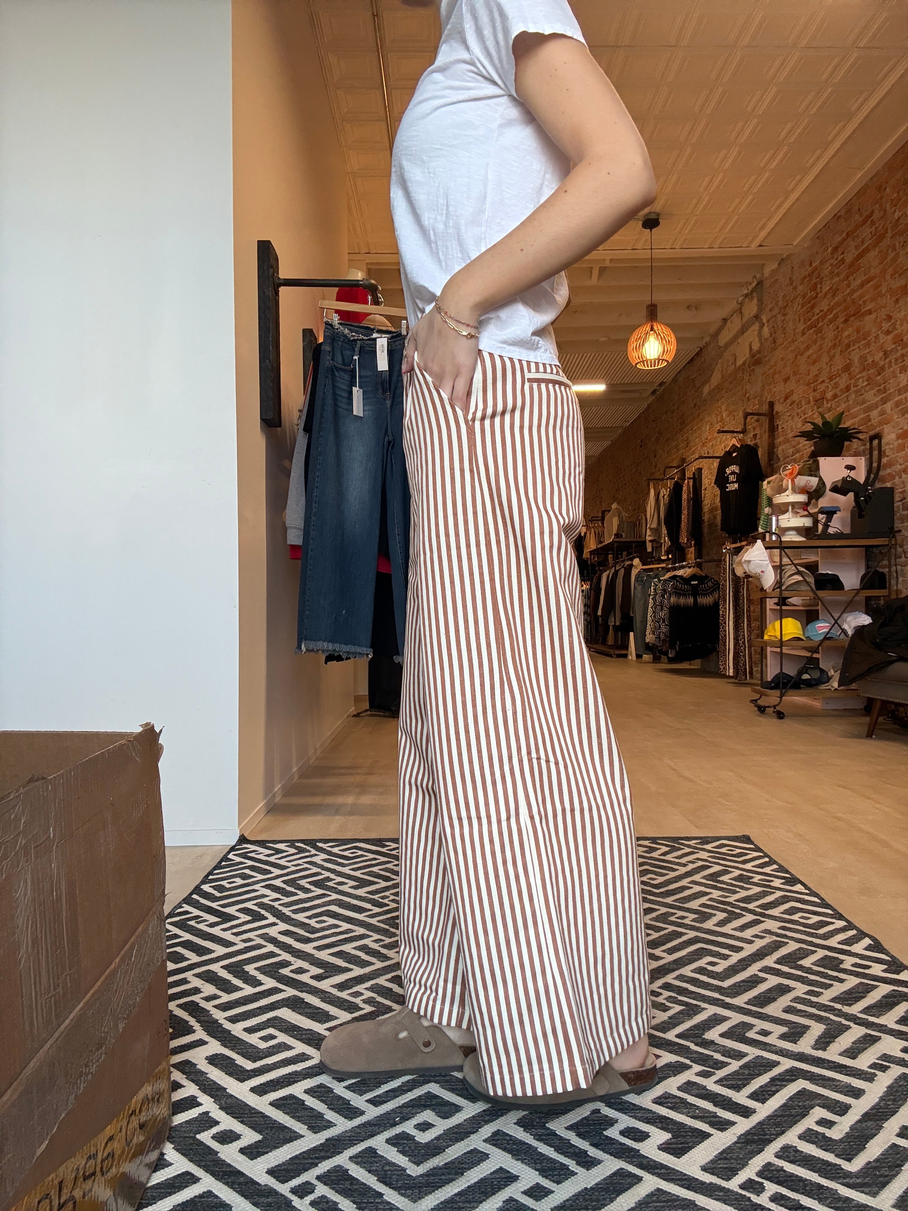 Marnie Mocha Striped Wide Leg Pants-pants-Miou Muse-The Funky Zebra Ames, Women's Fashion Boutique in Ames, Iowa