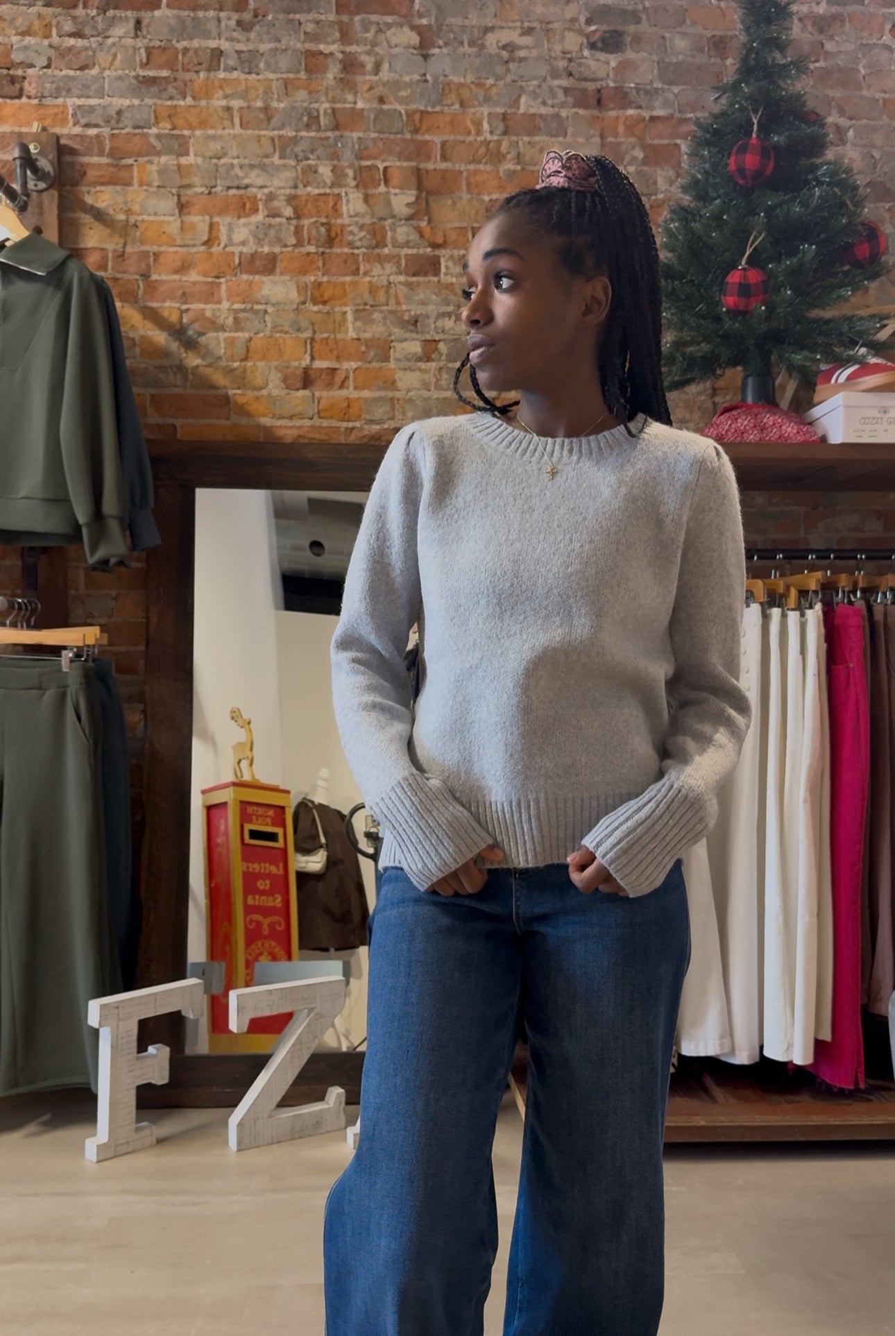 Kathryn Puff Sleeve Sweater-apparel-Staccato-The Funky Zebra Ames, Women's Fashion Boutique in Ames, Iowa