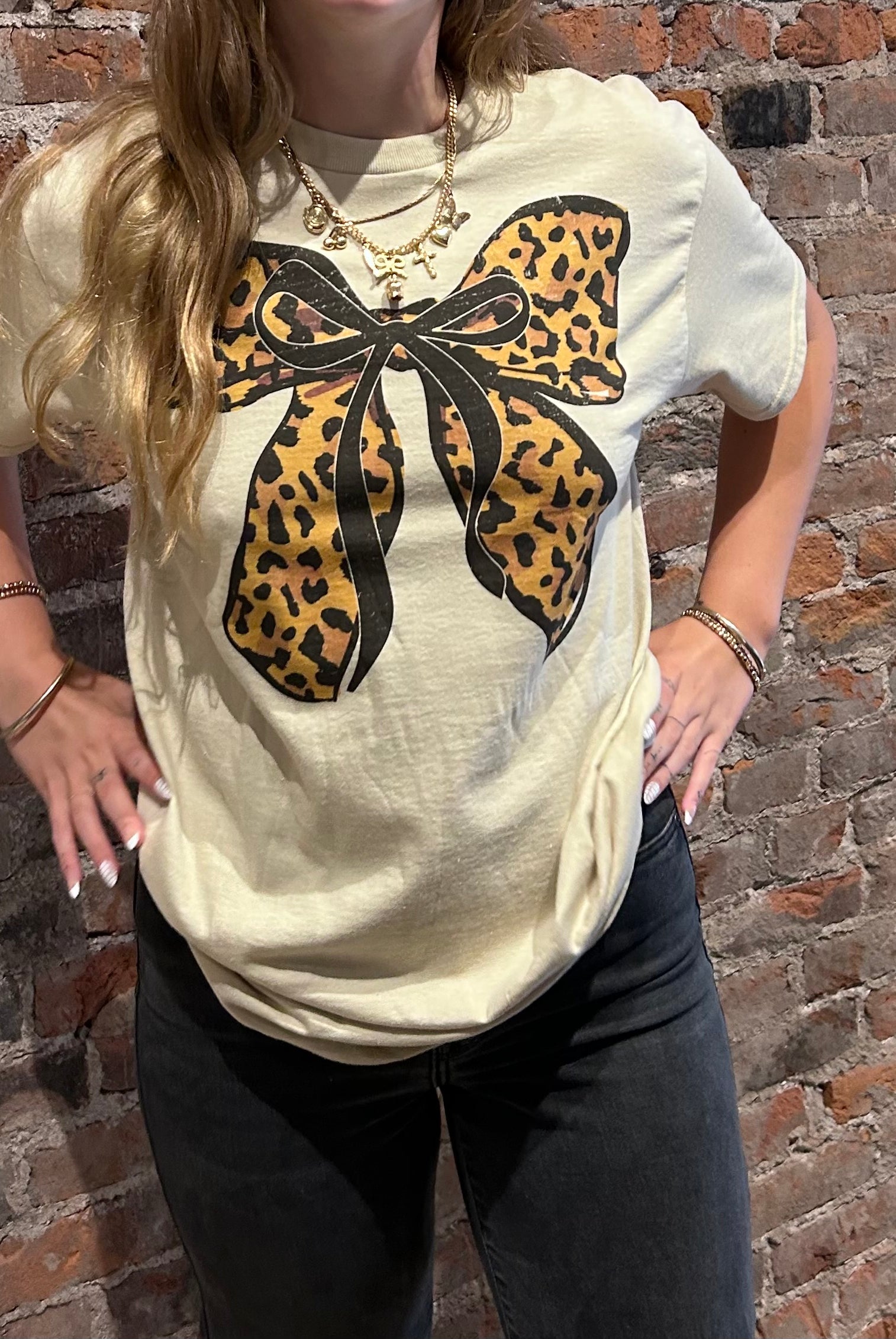 Leopard Bow Oversized Tee-Graphic Tee's-Good Day Street-The Funky Zebra Ames, Women's Fashion Boutique in Ames, Iowa