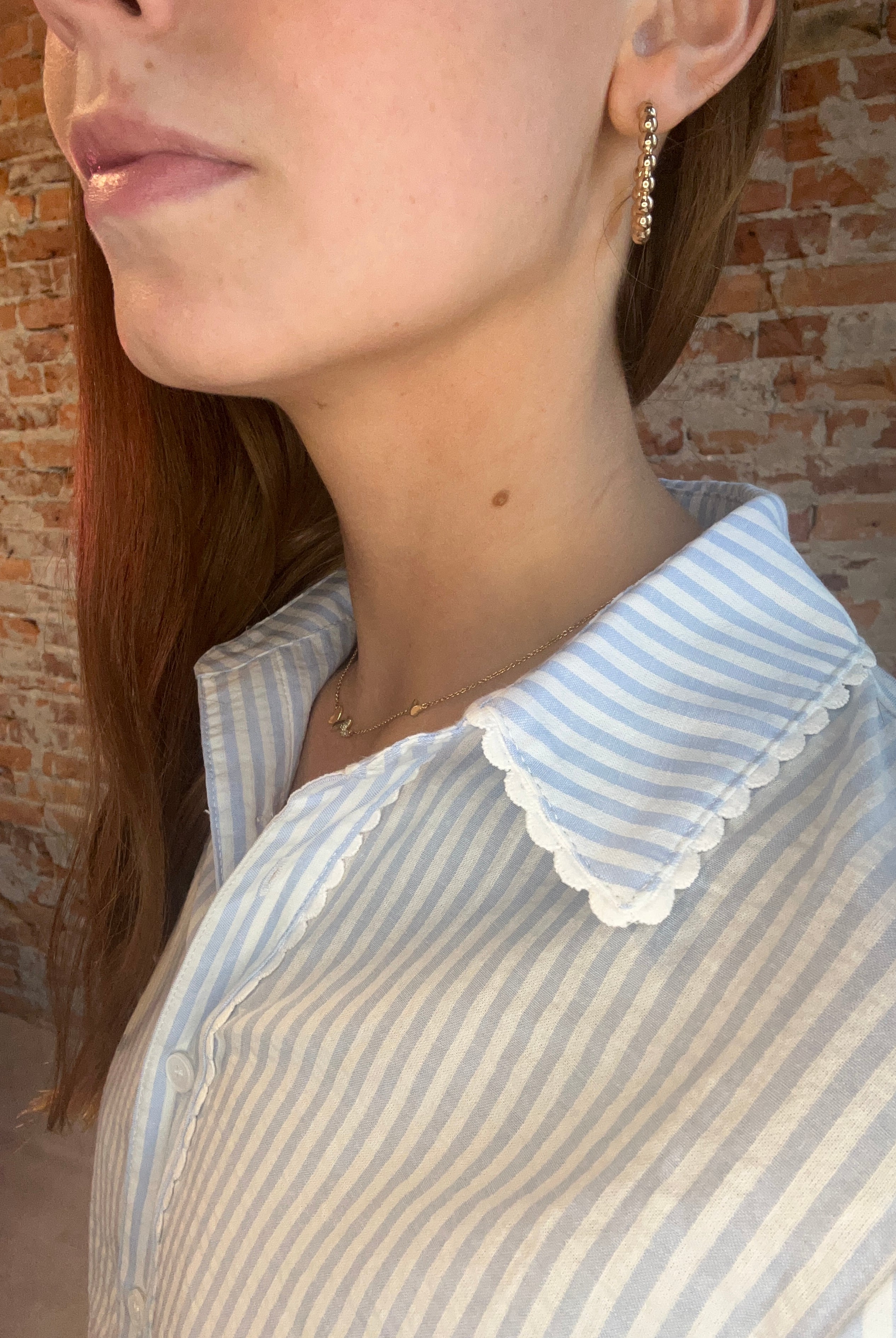 Pin Stripe Long Sleeve Button Down Shirtl-Doe and Rae-The Funky Zebra Ames, Women's Fashion Boutique in Ames, Iowa