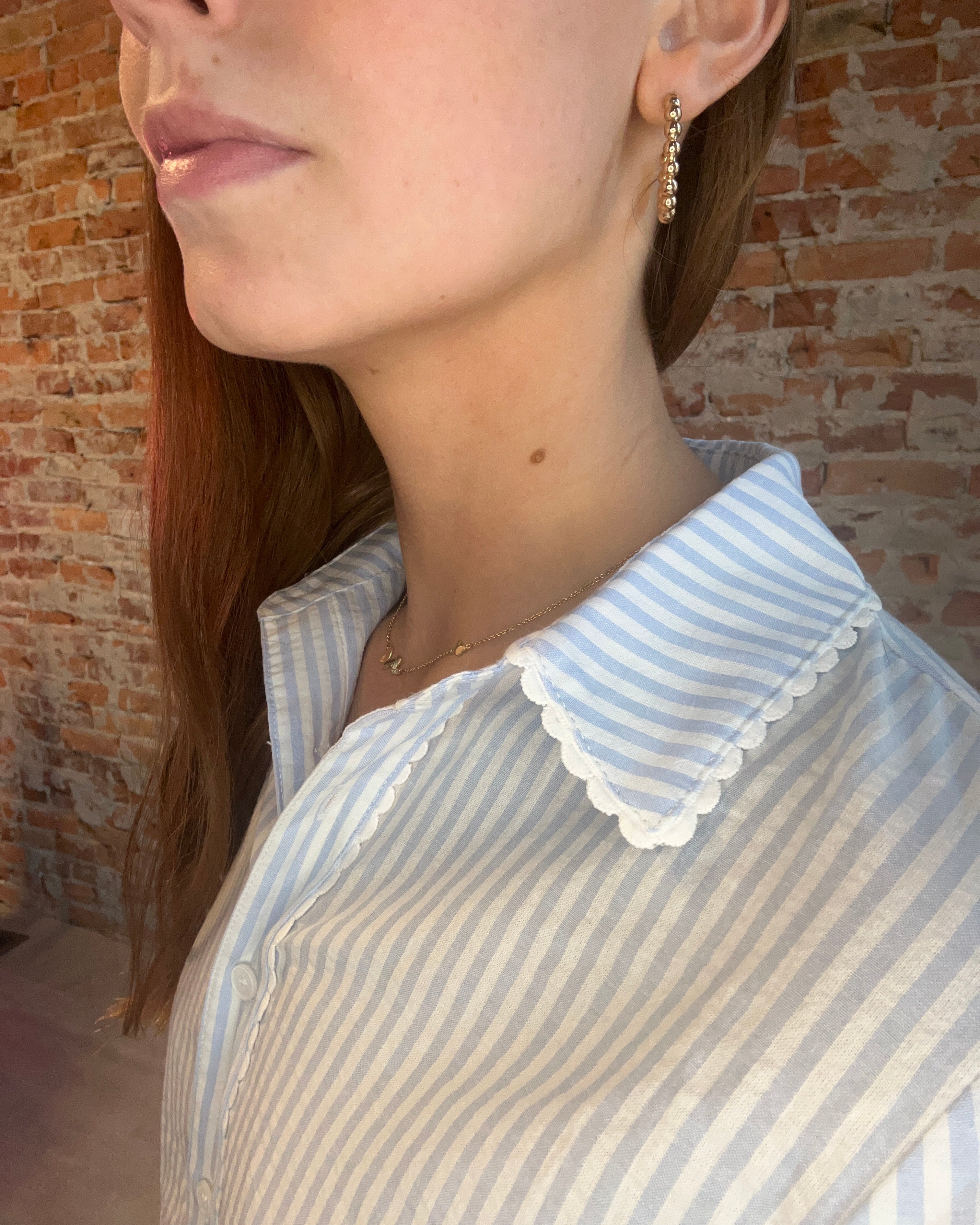 Pin Stripe Long Sleeve Button Down Shirtl-Doe and Rae-The Funky Zebra Ames, Women's Fashion Boutique in Ames, Iowa