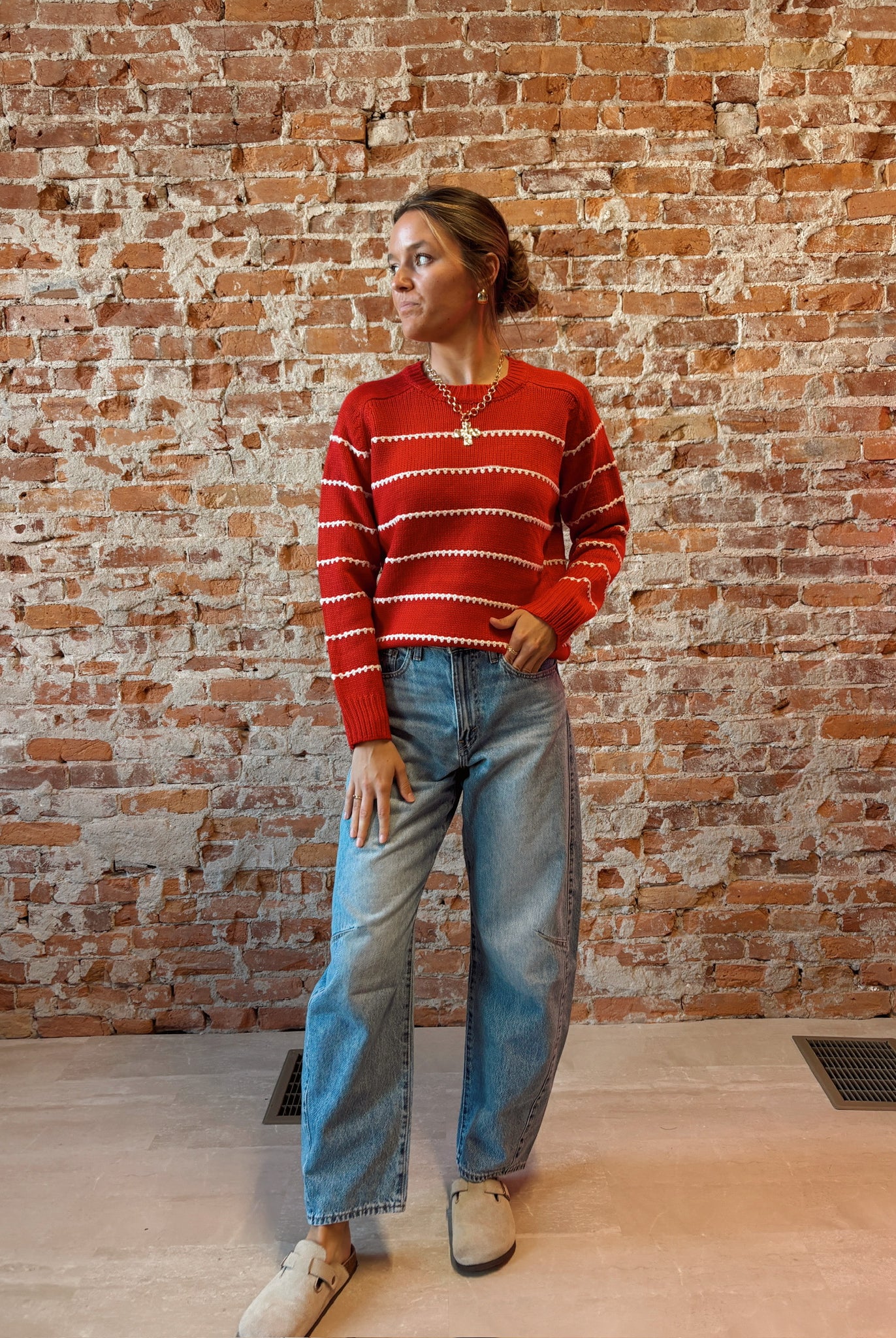 Bianca Striped Sweater-apparel-Staccato-The Funky Zebra Ames, Women's Fashion Boutique in Ames, Iowa