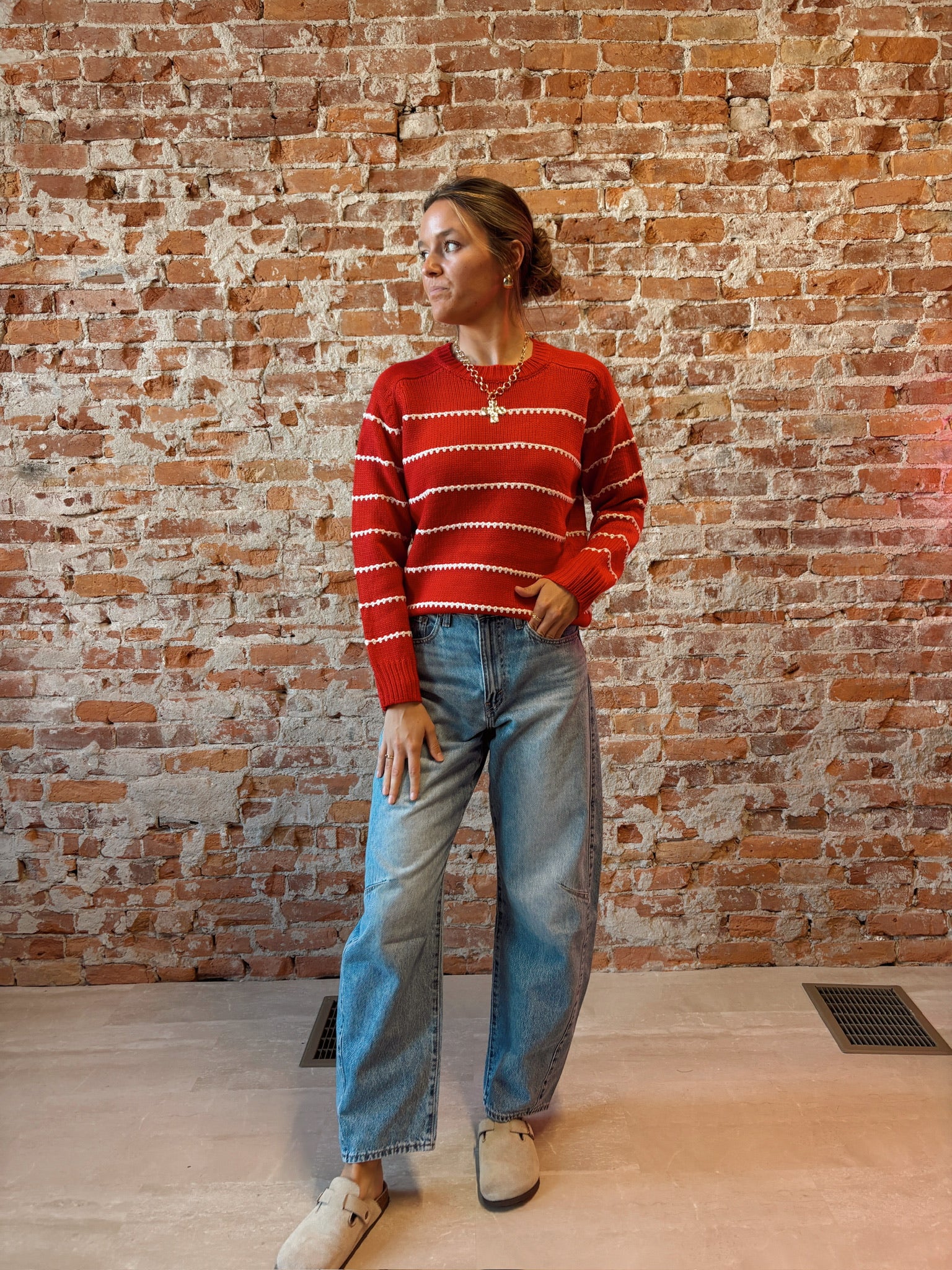 Bianca Striped Sweater-apparel-Staccato-The Funky Zebra Ames, Women's Fashion Boutique in Ames, Iowa