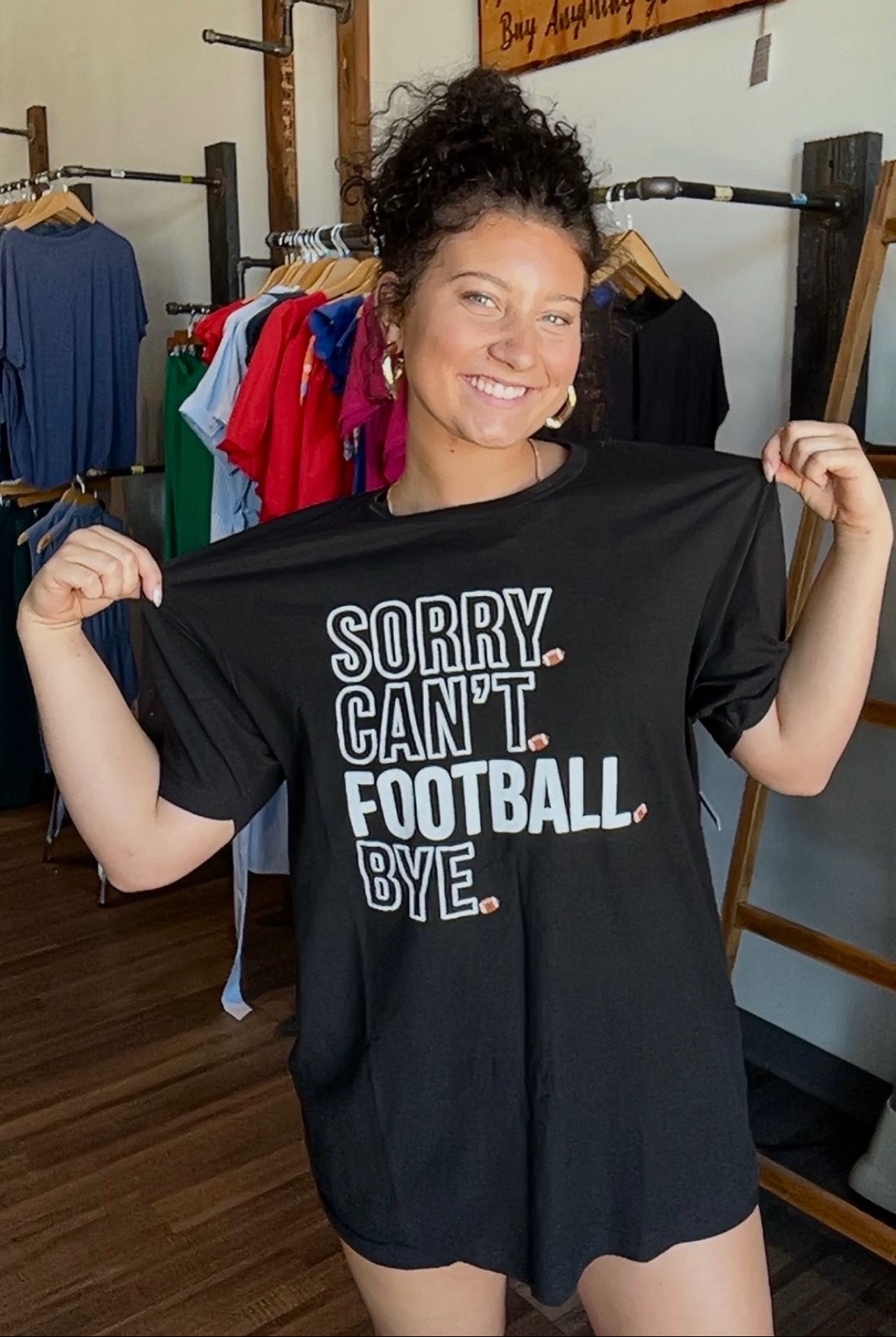 Sorry. Can't. Football. Bye.-Graphic Tee's-Spirit to a T-The Funky Zebra Ames, Women's Fashion Boutique in Ames, Iowa
