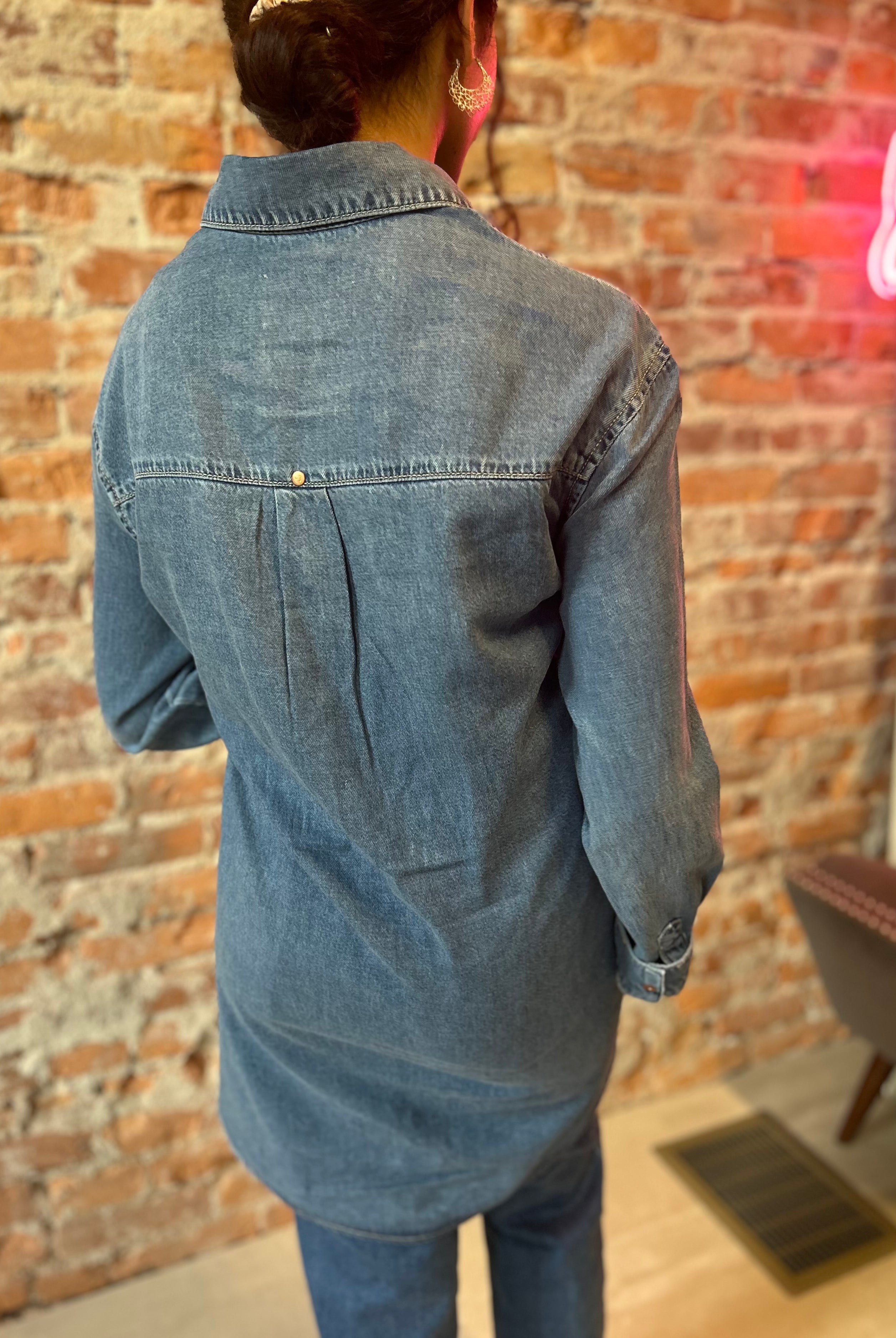 Hidden Denim Dress-Dresses-Hidden-The Funky Zebra Ames, Women's Fashion Boutique in Ames, Iowa