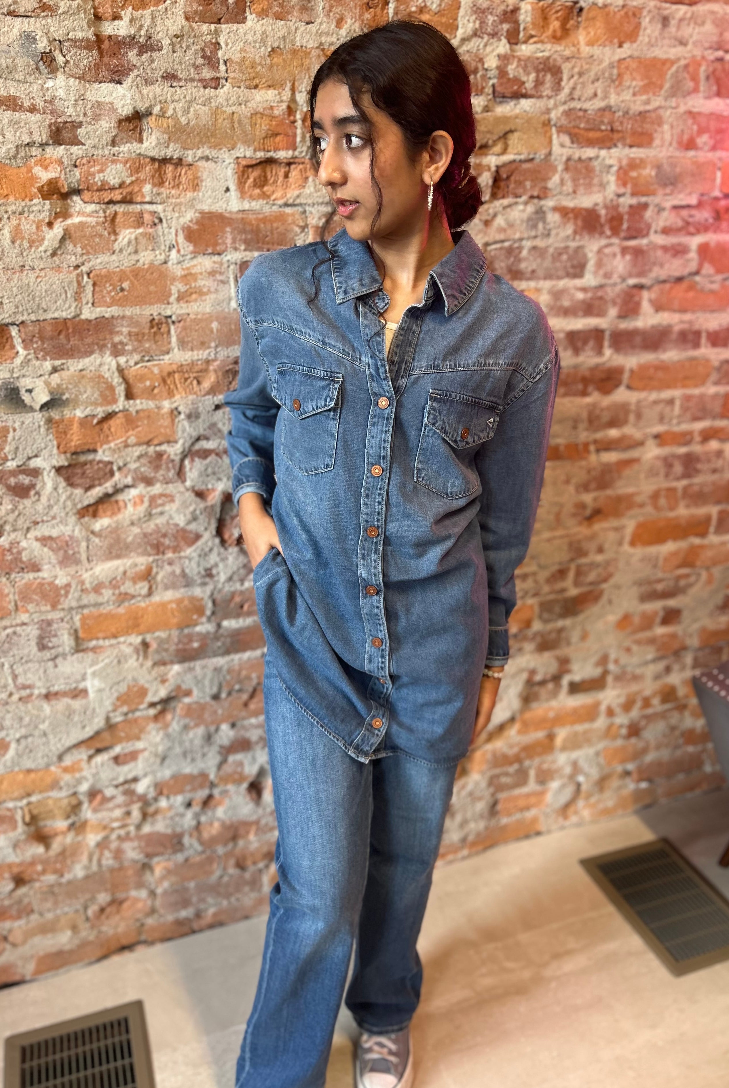 Hidden Denim Dress-Dresses-Hidden-The Funky Zebra Ames, Women's Fashion Boutique in Ames, Iowa