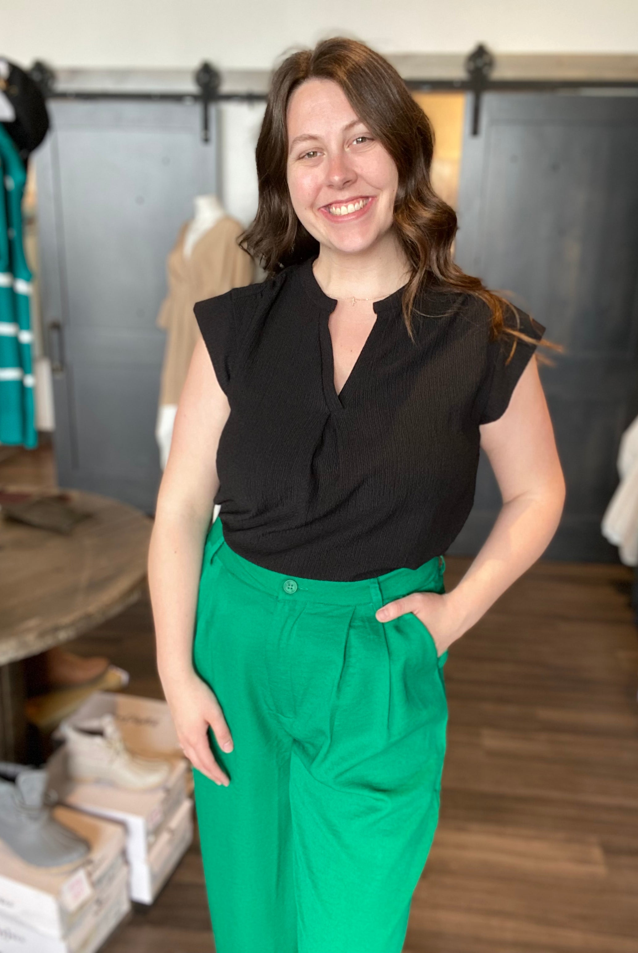 Sera Green Pants-Molly Bracken-The Funky Zebra Ames, Women's Fashion Boutique in Ames, Iowa