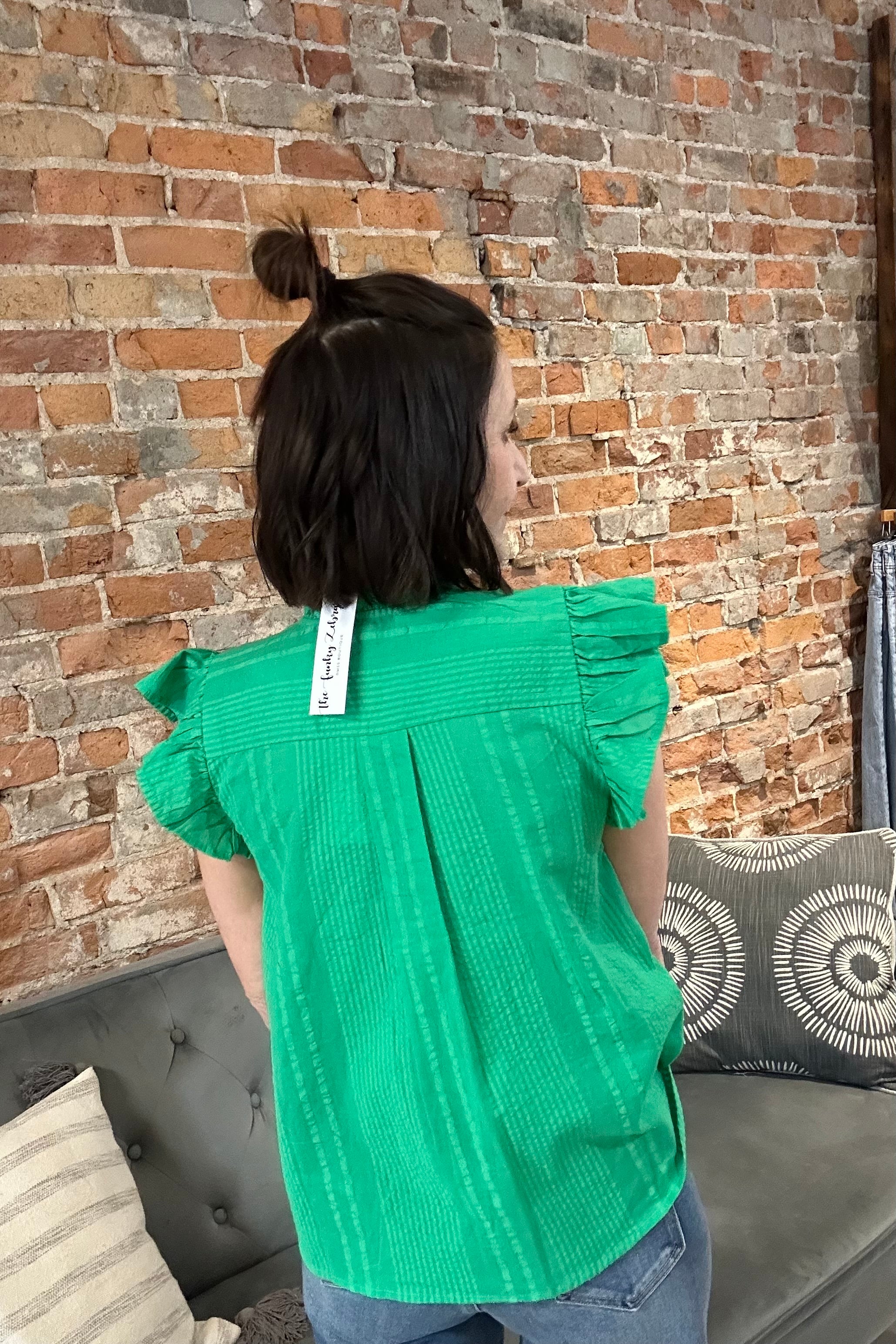 Irena Flutter Sleeve Top-apparel-THML-The Funky Zebra Ames, Women's Fashion Boutique in Ames, Iowa