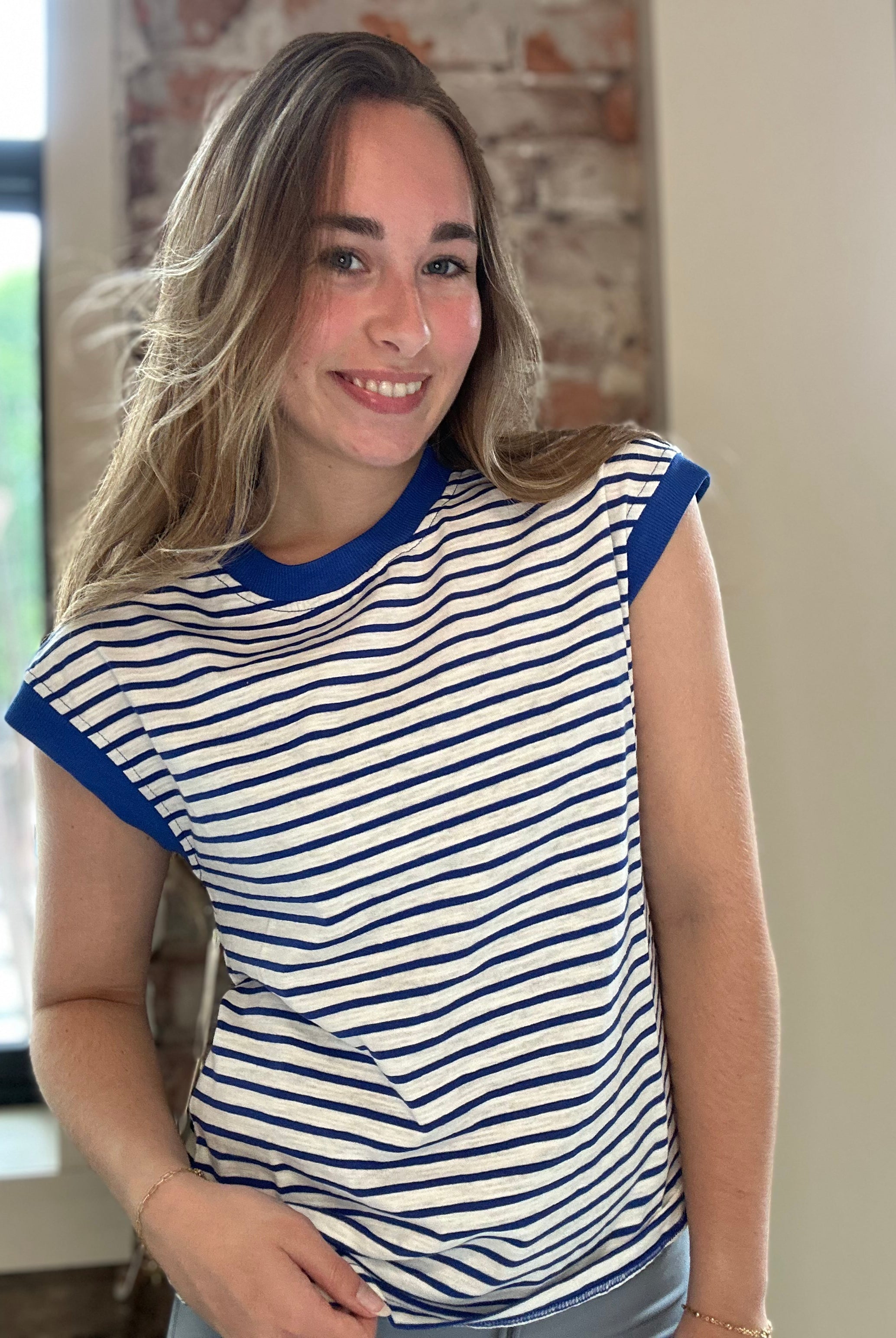 Addyson Striped Cap Sleeve Top-top-La Miel-The Funky Zebra Ames, Women's Fashion Boutique in Ames, Iowa