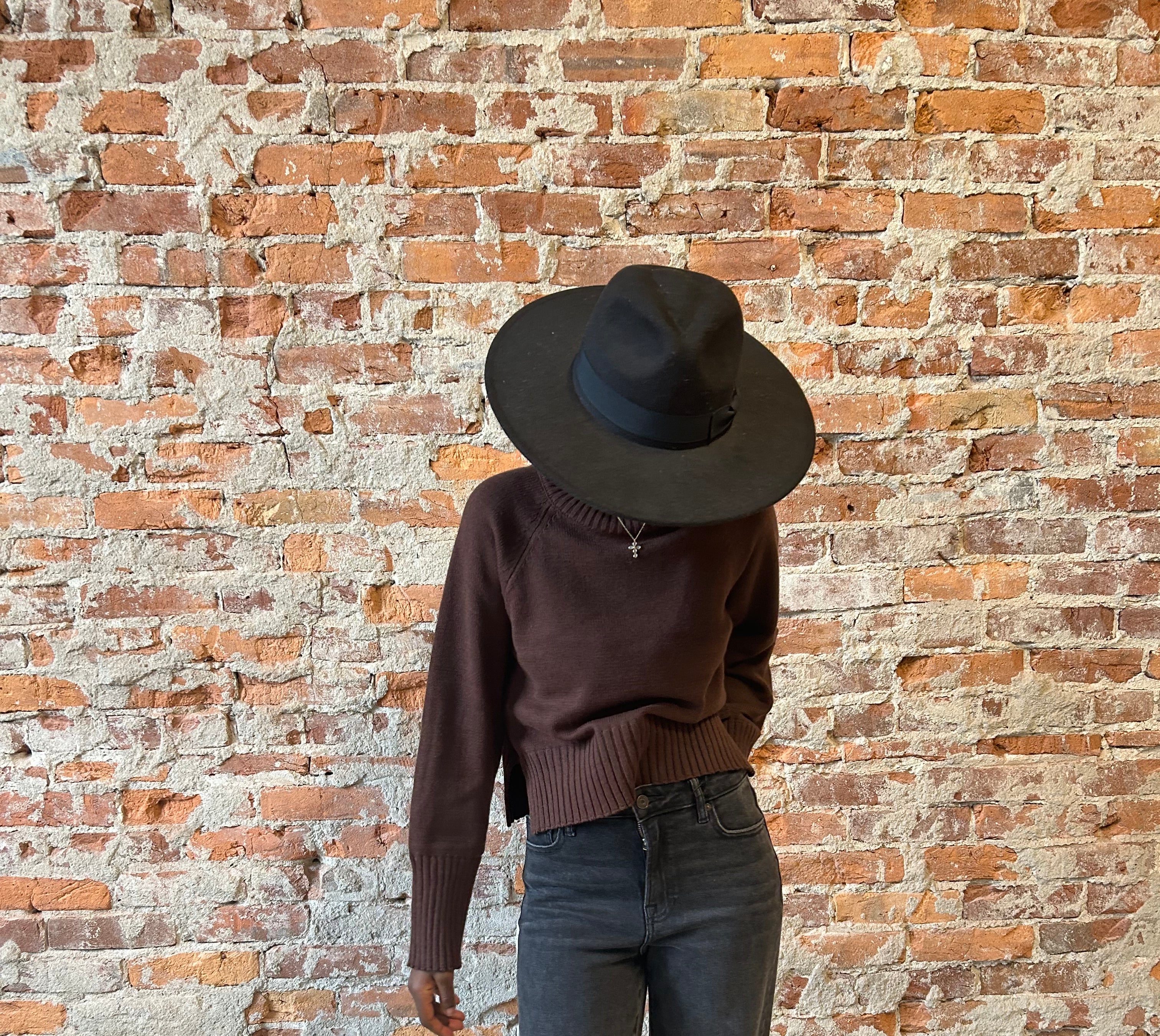 Brown Mock Neck Pullover-Sweaters-Blu Pepper-The Funky Zebra Ames, Women's Fashion Boutique in Ames, Iowa