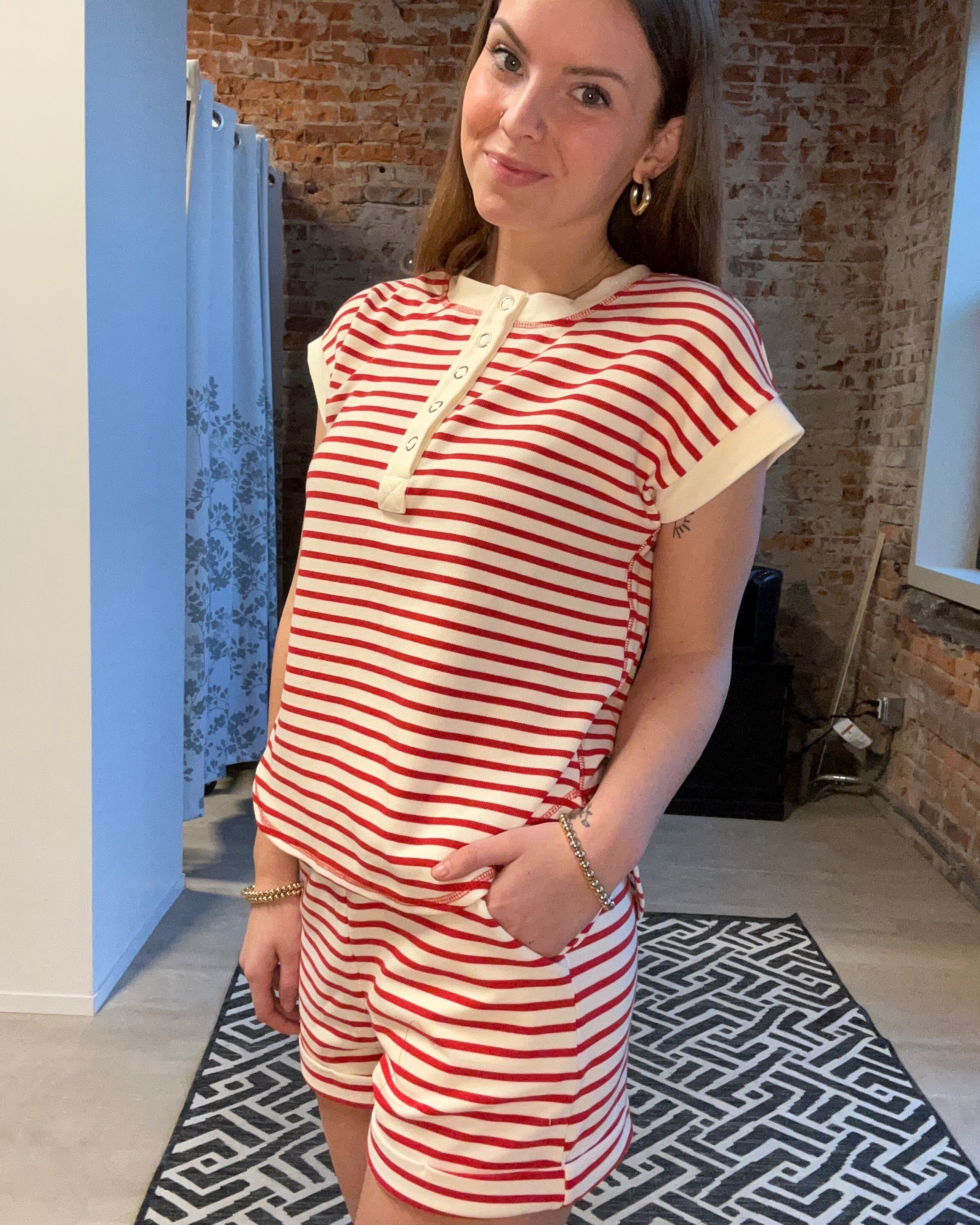 Regan Striped Shorts-Shorts-Blu Pepper-The Funky Zebra Ames, Women's Fashion Boutique in Ames, Iowa