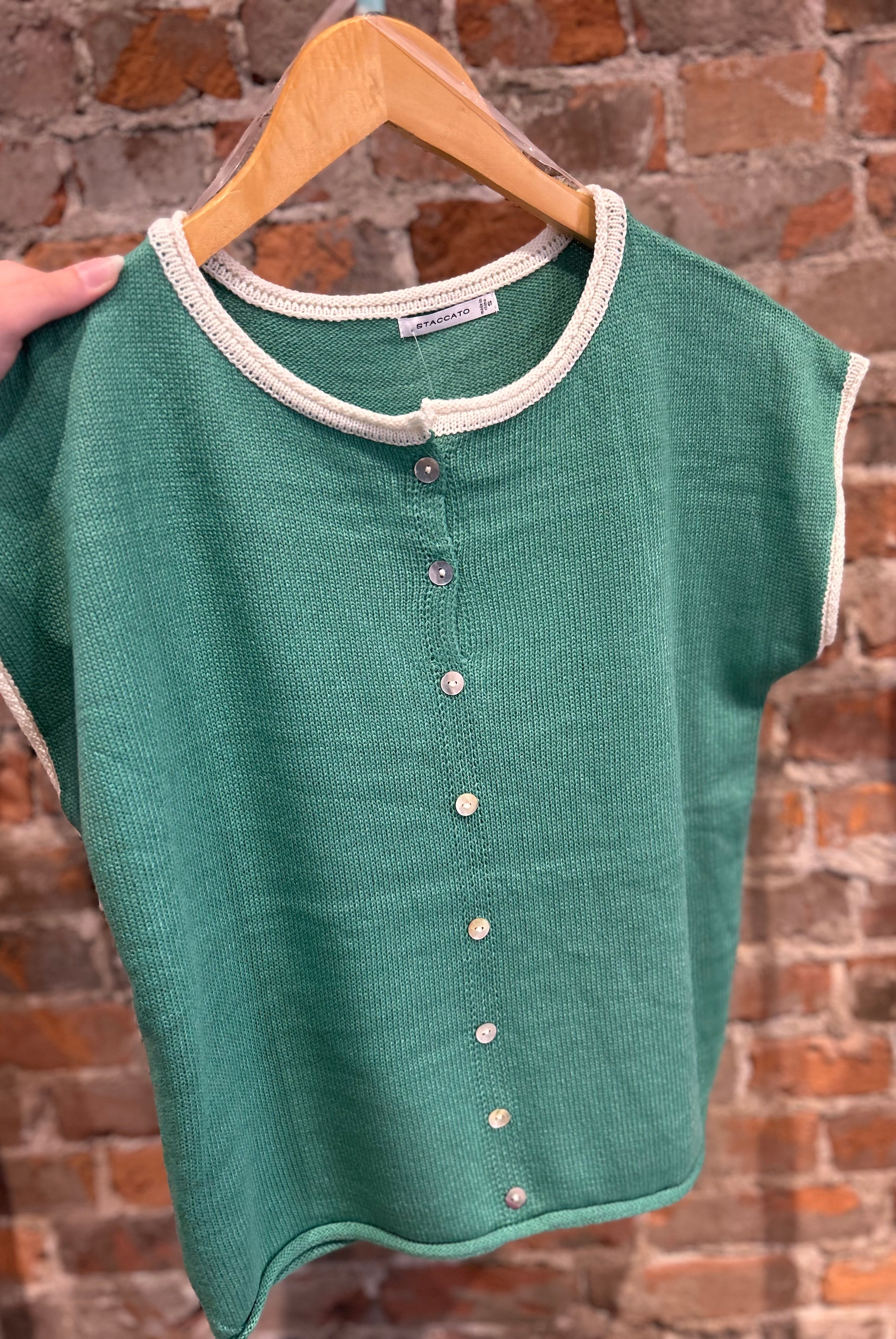 Sarah Center Button Detailed Sweater-top-Staccato-The Funky Zebra Ames, Women's Fashion Boutique in Ames, Iowa