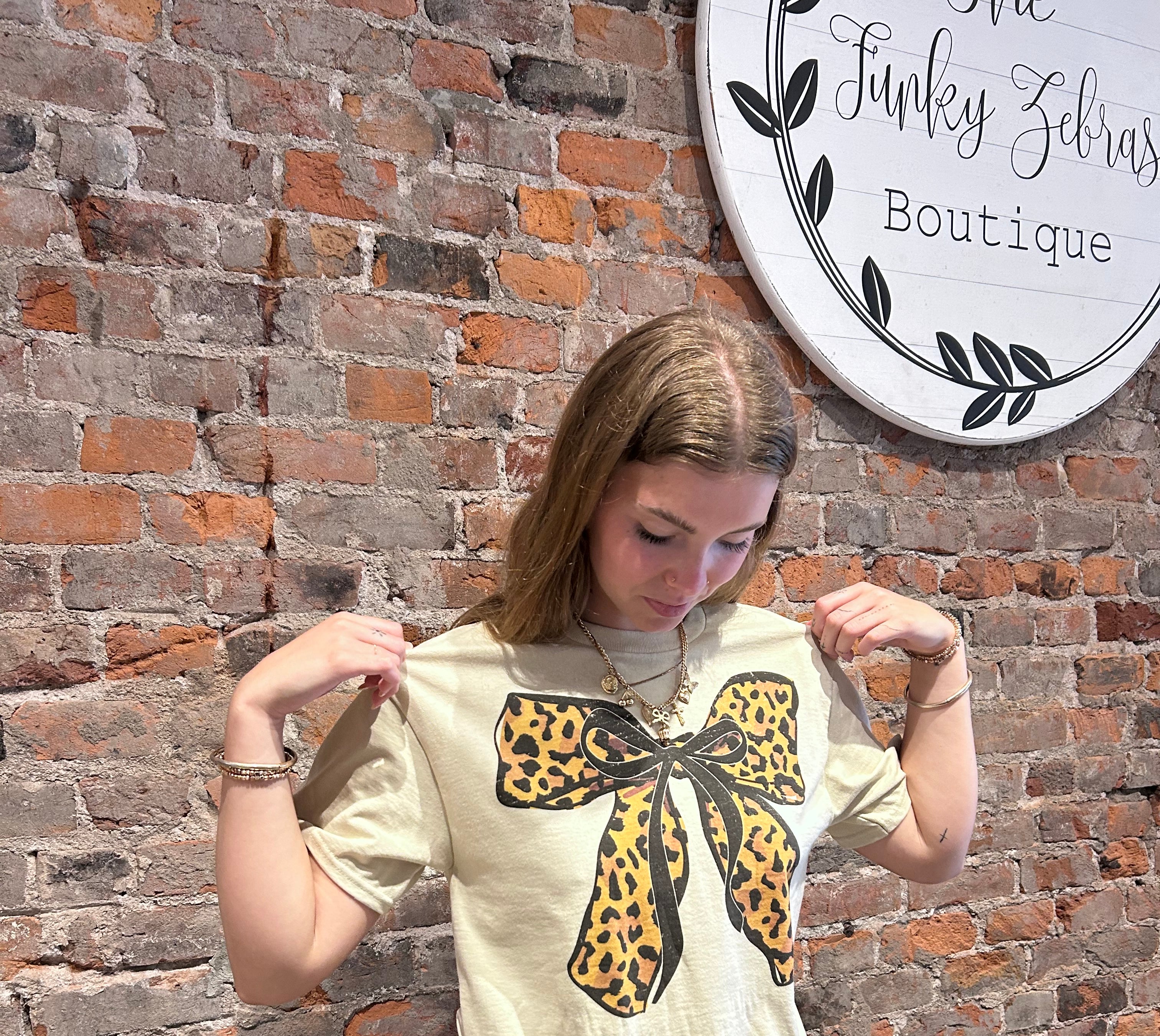 Leopard Bow Oversized Tee-Graphic Tee's-Good Day Street-The Funky Zebra Ames, Women's Fashion Boutique in Ames, Iowa