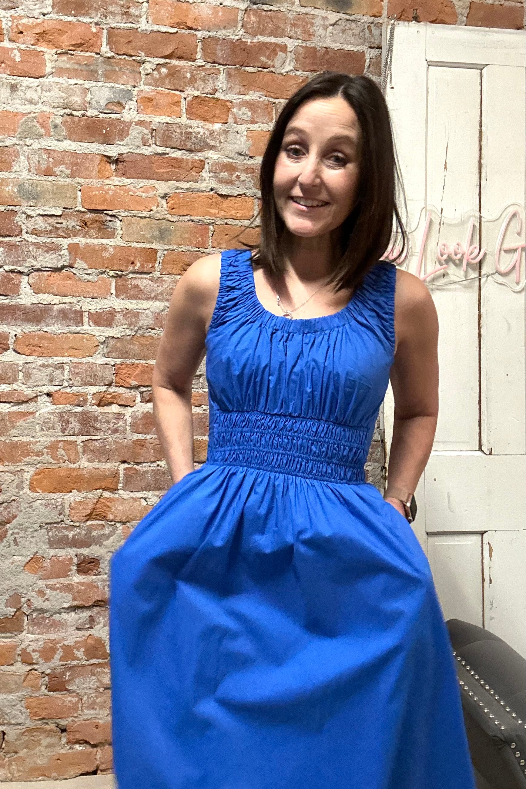 Delilah Poplin Midi Dress-apparel-Pinch-The Funky Zebra Ames, Women's Fashion Boutique in Ames, Iowa