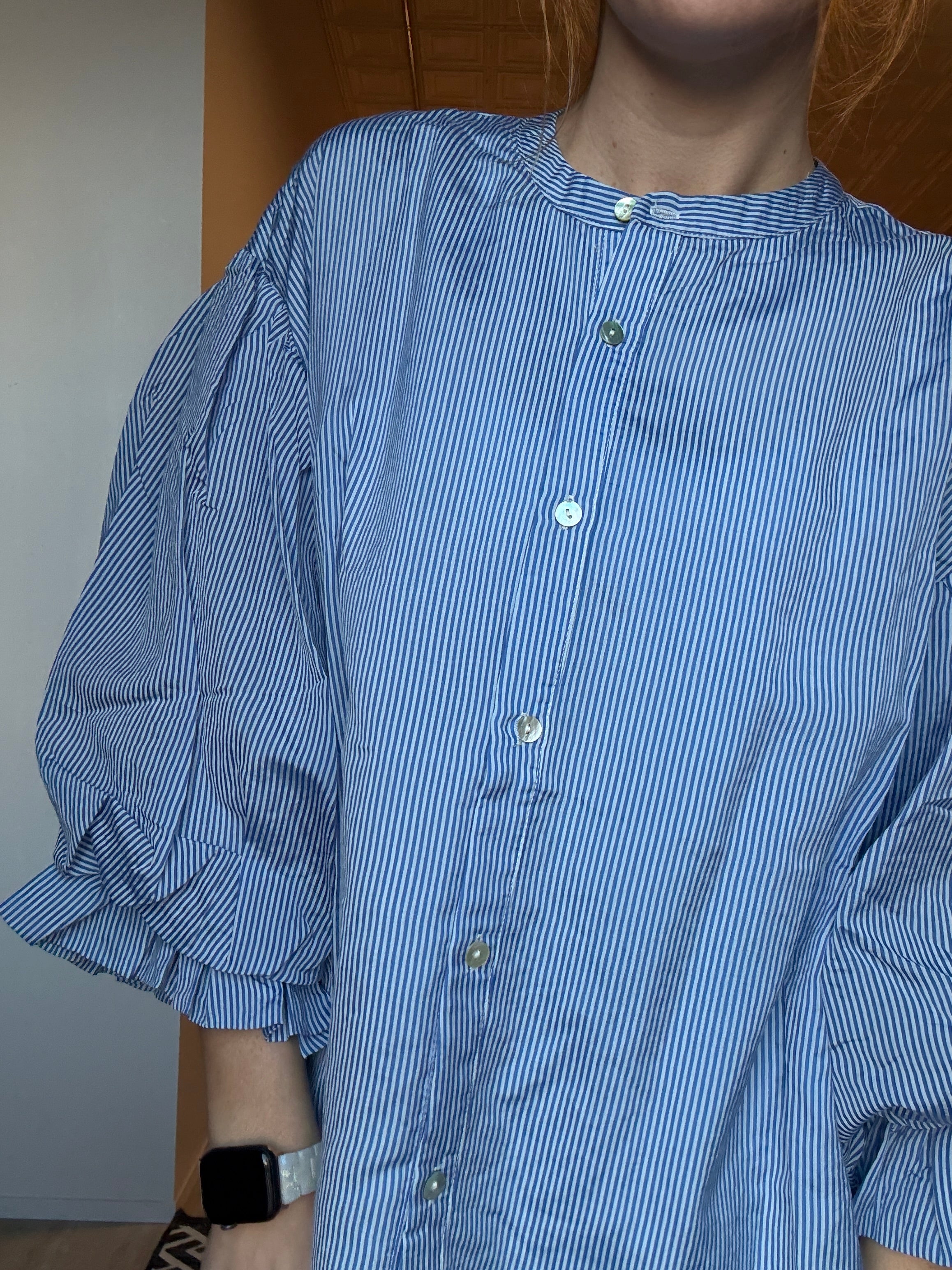 Mary Striped Bubble Sleeve Top-Short Sleeves-fate-The Funky Zebra Ames, Women's Fashion Boutique in Ames, Iowa