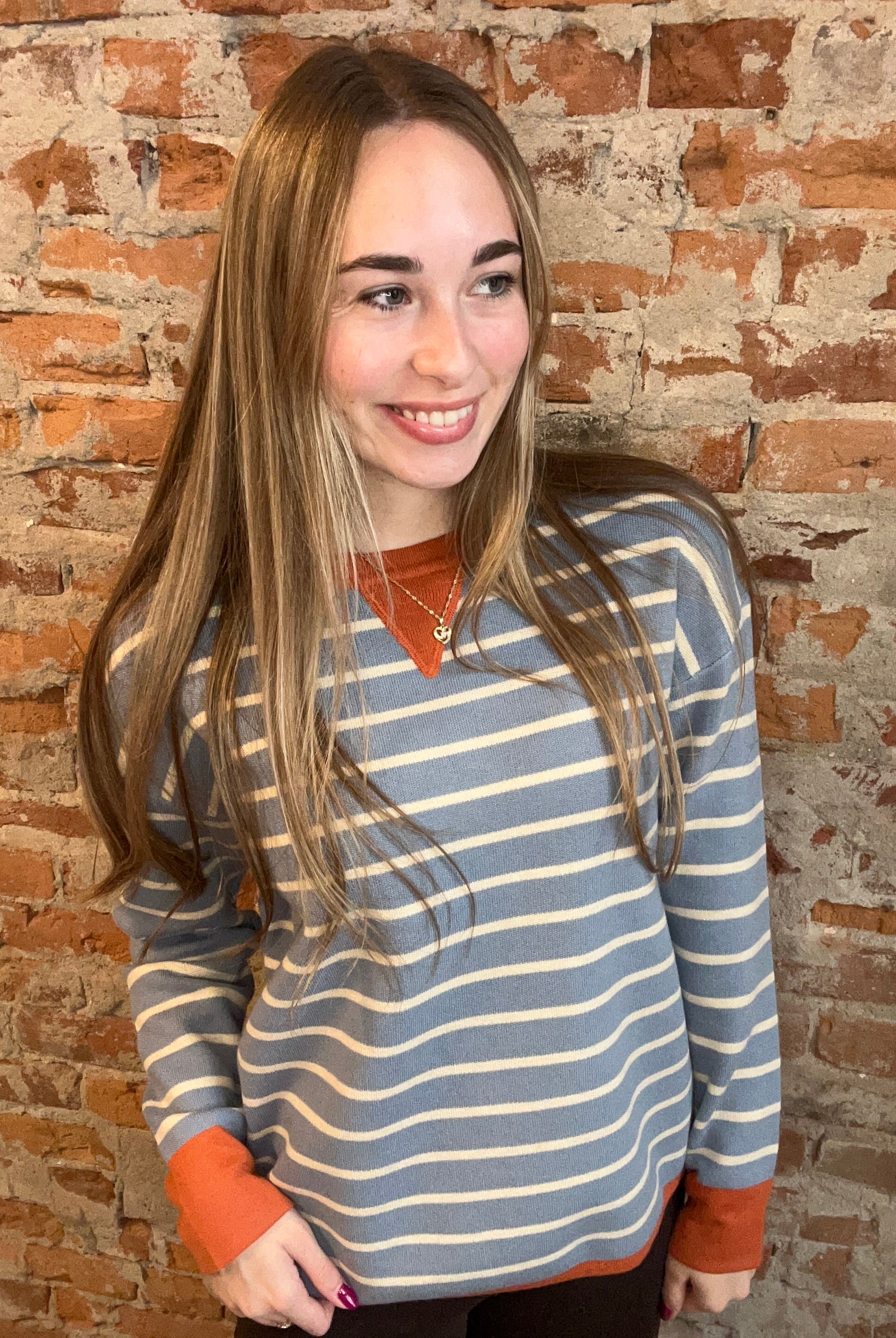 Glenda Striped Pullover-apparel-Staccato-The Funky Zebra Ames, Women's Fashion Boutique in Ames, Iowa