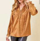 Morgan Leopard Blouse-Long Sleeves-Mystree-The Funky Zebra Ames, Women's Fashion Boutique in Ames, Iowa