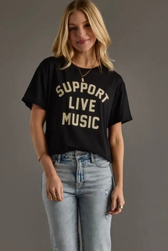 Support Live Music Tee-apparel-Panache Apparel Co.-The Funky Zebra Ames, Women's Fashion Boutique in Ames, Iowa