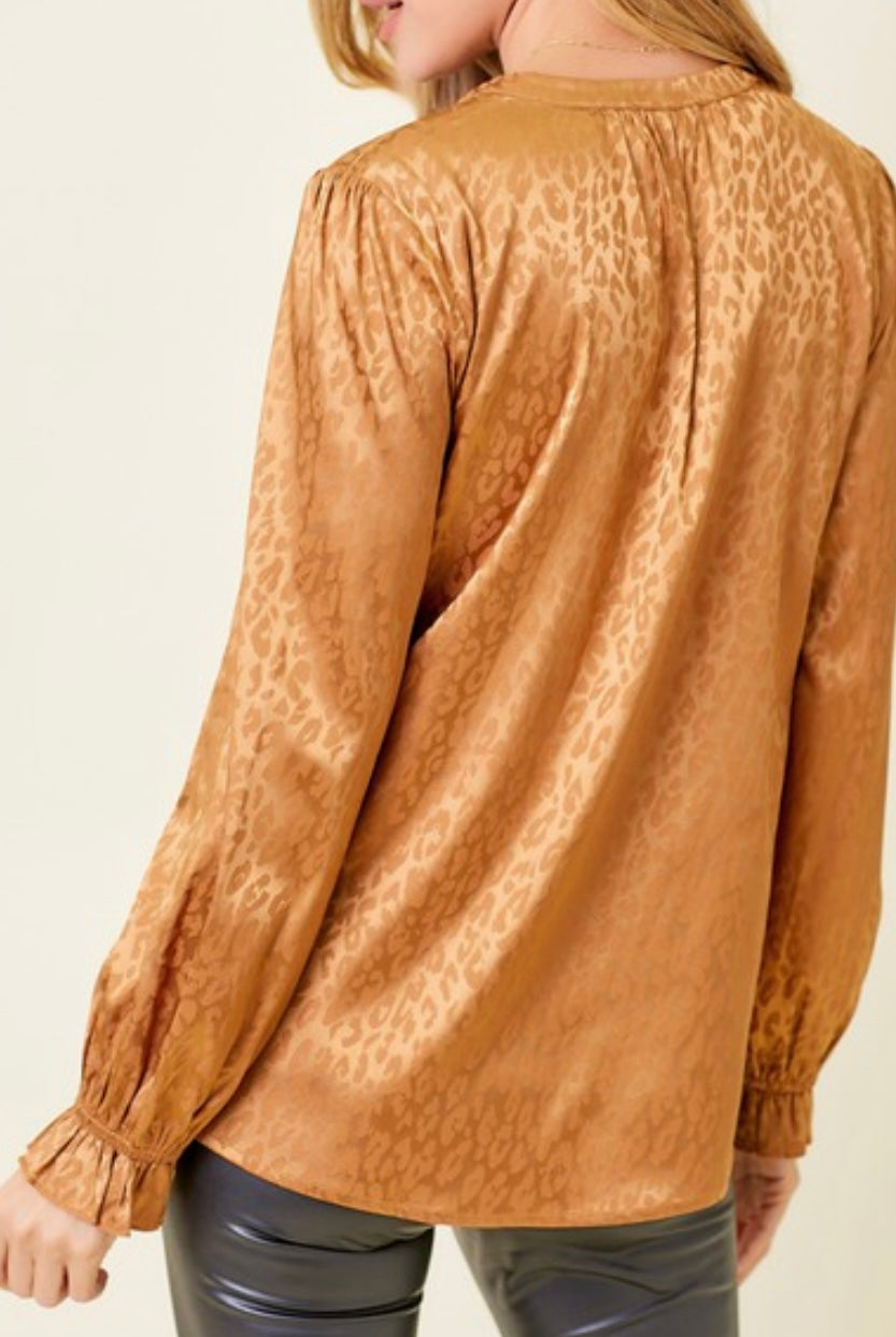 Morgan Leopard Blouse-Long Sleeves-Mystree-The Funky Zebra Ames, Women's Fashion Boutique in Ames, Iowa
