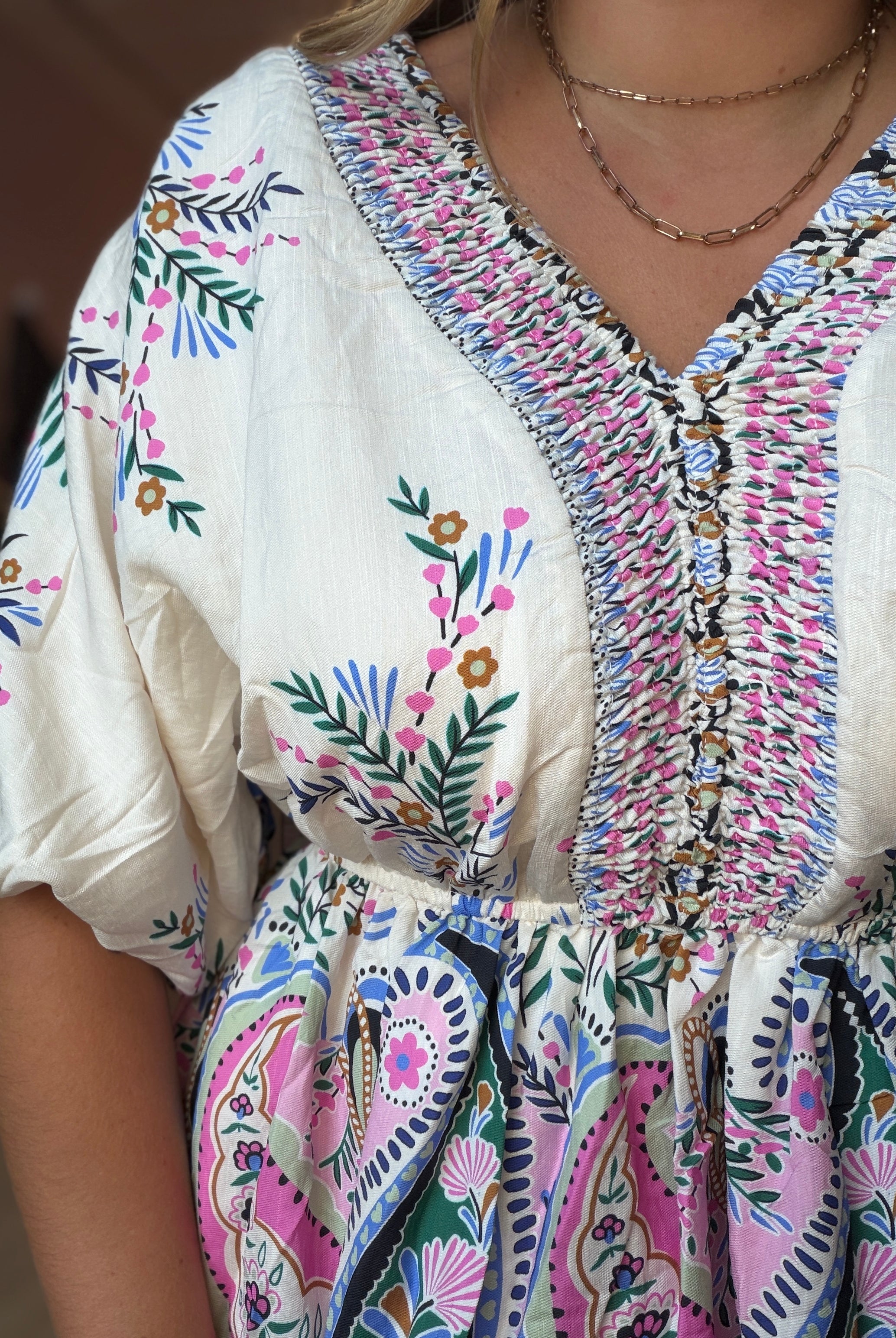 Hanna Paisley Border Print Dress-Dresses-Hayden-The Funky Zebra Ames, Women's Fashion Boutique in Ames, Iowa