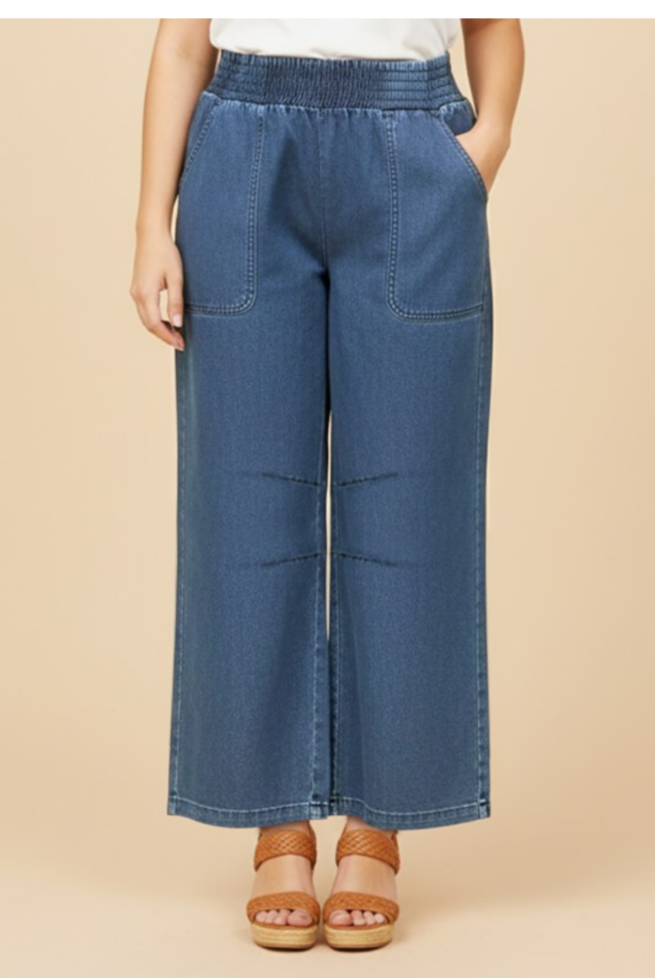 Savannah Smocked Denim Pants-pants-Hayden-The Funky Zebra Ames, Women's Fashion Boutique in Ames, Iowa
