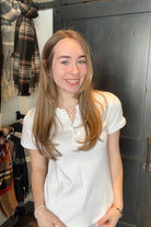 CL Quarter Button T-Shirt-The Funky Zebra Ames-The Funky Zebra Ames, Women's Fashion Boutique in Ames, Iowa