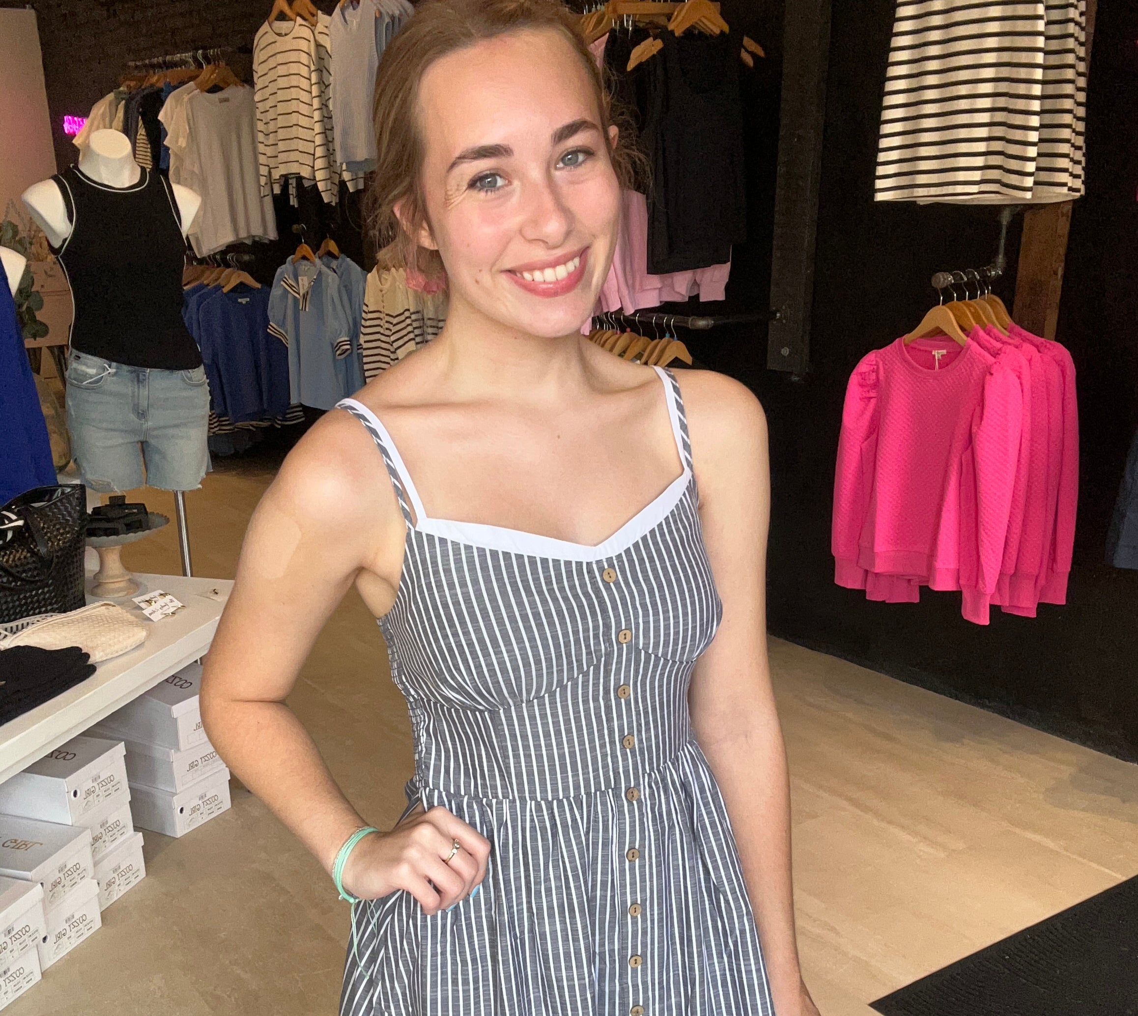 Laila Button Down Midi Dress-Dresses-Blu Pepper-The Funky Zebra Ames, Women's Fashion Boutique in Ames, Iowa