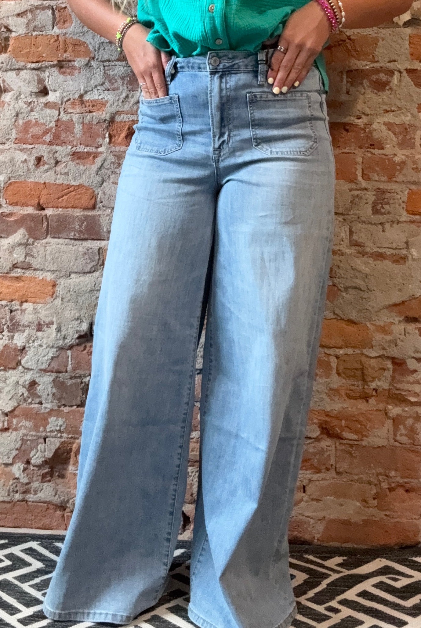 Lydia High Rise Wide Let Patch Pocket Jeans-Mica-The Funky Zebra Ames, Women's Fashion Boutique in Ames, Iowa