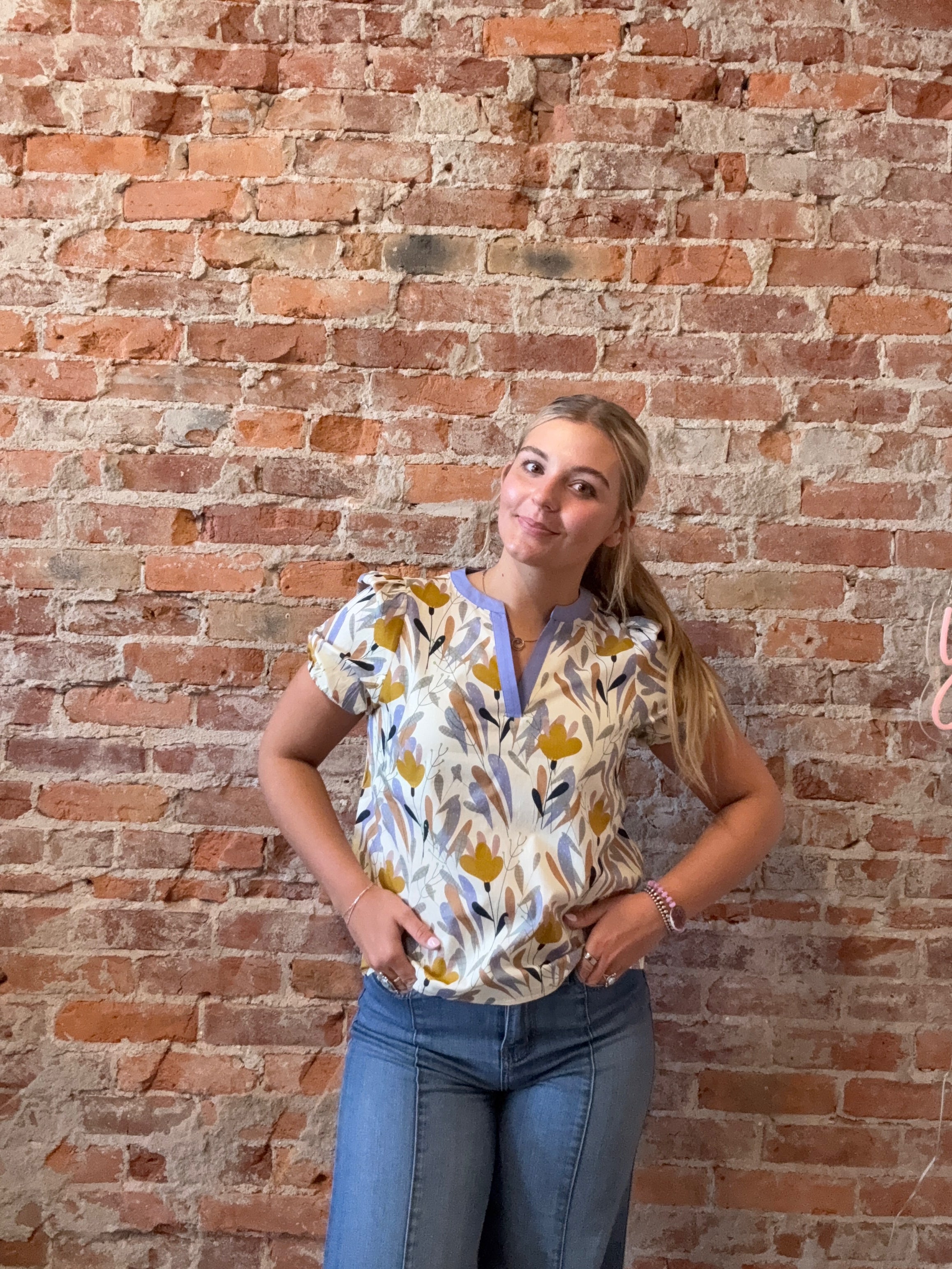 Leila Poplin Floral Top-Shorts-Staccato-The Funky Zebra Ames, Women's Fashion Boutique in Ames, Iowa
