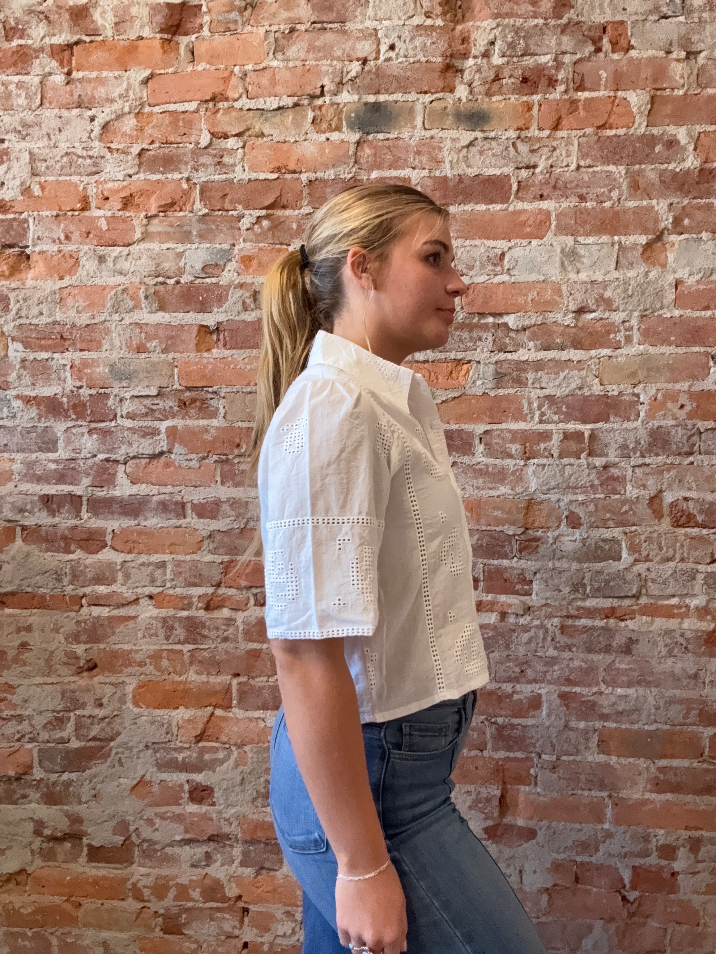 Chantal Off White Top-Short Sleeves-Molly Bracken-The Funky Zebra Ames, Women's Fashion Boutique in Ames, Iowa
