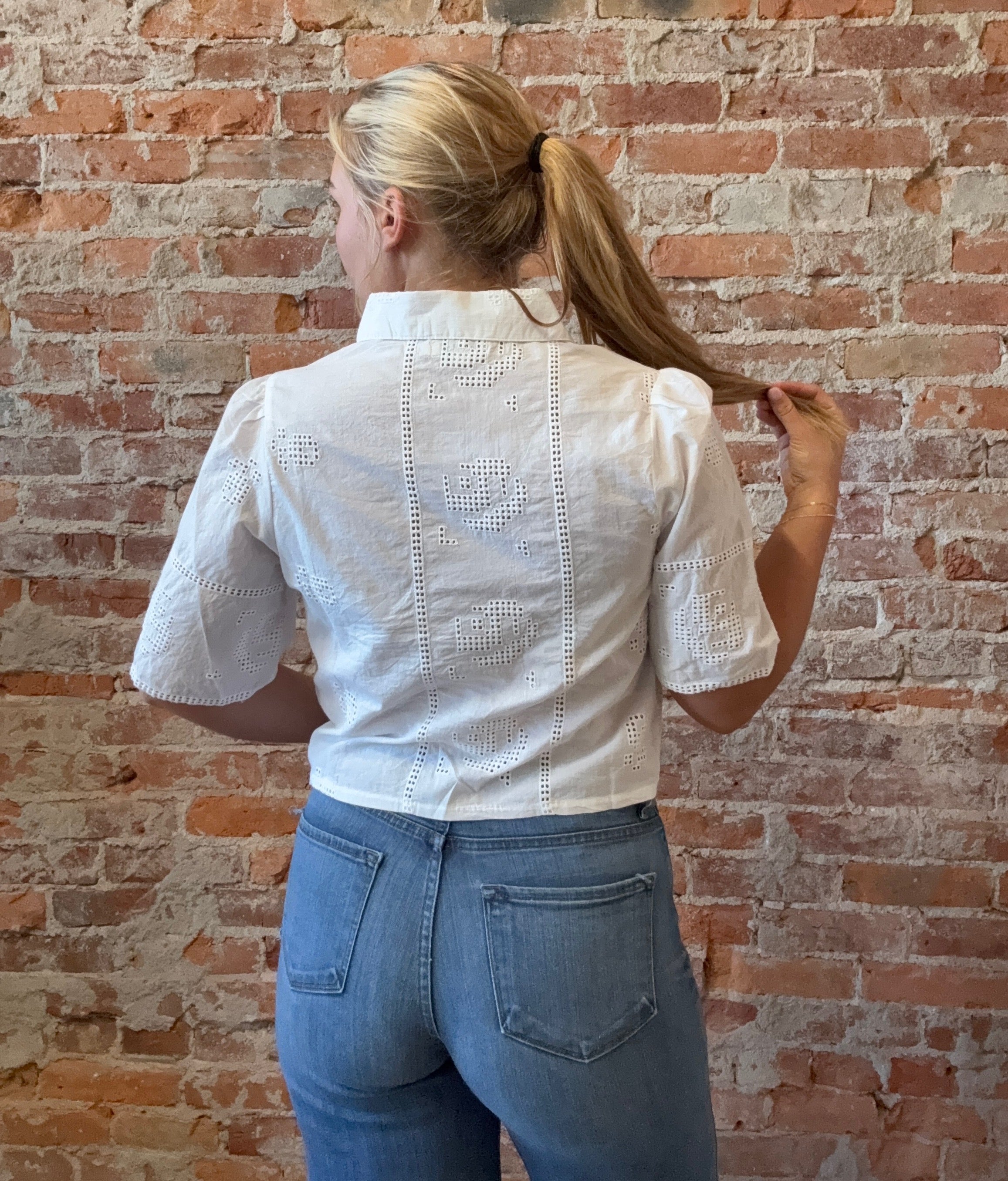 Chantal Off White Top-Short Sleeves-Molly Bracken-The Funky Zebra Ames, Women's Fashion Boutique in Ames, Iowa